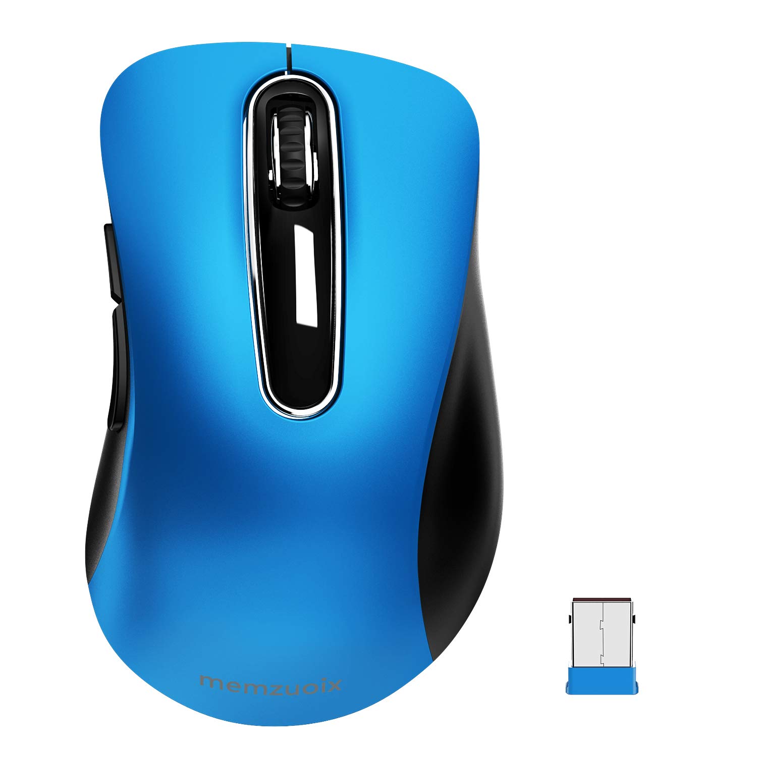 Memzuoix Wireless Mouse 2.4G Portable Mobile Optical Mice with USB Receiver 1000 DPI Cordless Computer Wireless Mouse for Laptop Desktop Mac PC 5 Buttons Blue