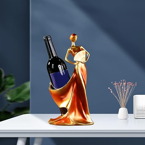 Miniatura 6 de Artpaul Wine Bottle Holder Beauty Lady Statue Wine Bottle Stand Lady Wine Rack Decoration Wine Cork Holder Decor Wine Decor for Kitchen Bar (Red)