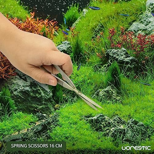 VORESTIC Curved Spring Scissors 16cm, Aquarium Scissors, Aquascaping Tools for Terrarium Plants