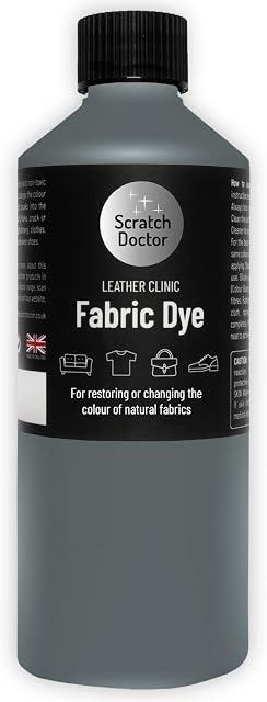 Scratch Doctor Liquid Fabric Dye Easy to Use Textile Paint for Sofas, Furniture, Clothing, Canvas, Shoes, Denim and More 23 Colours Available (Dark Grey, 250ml)