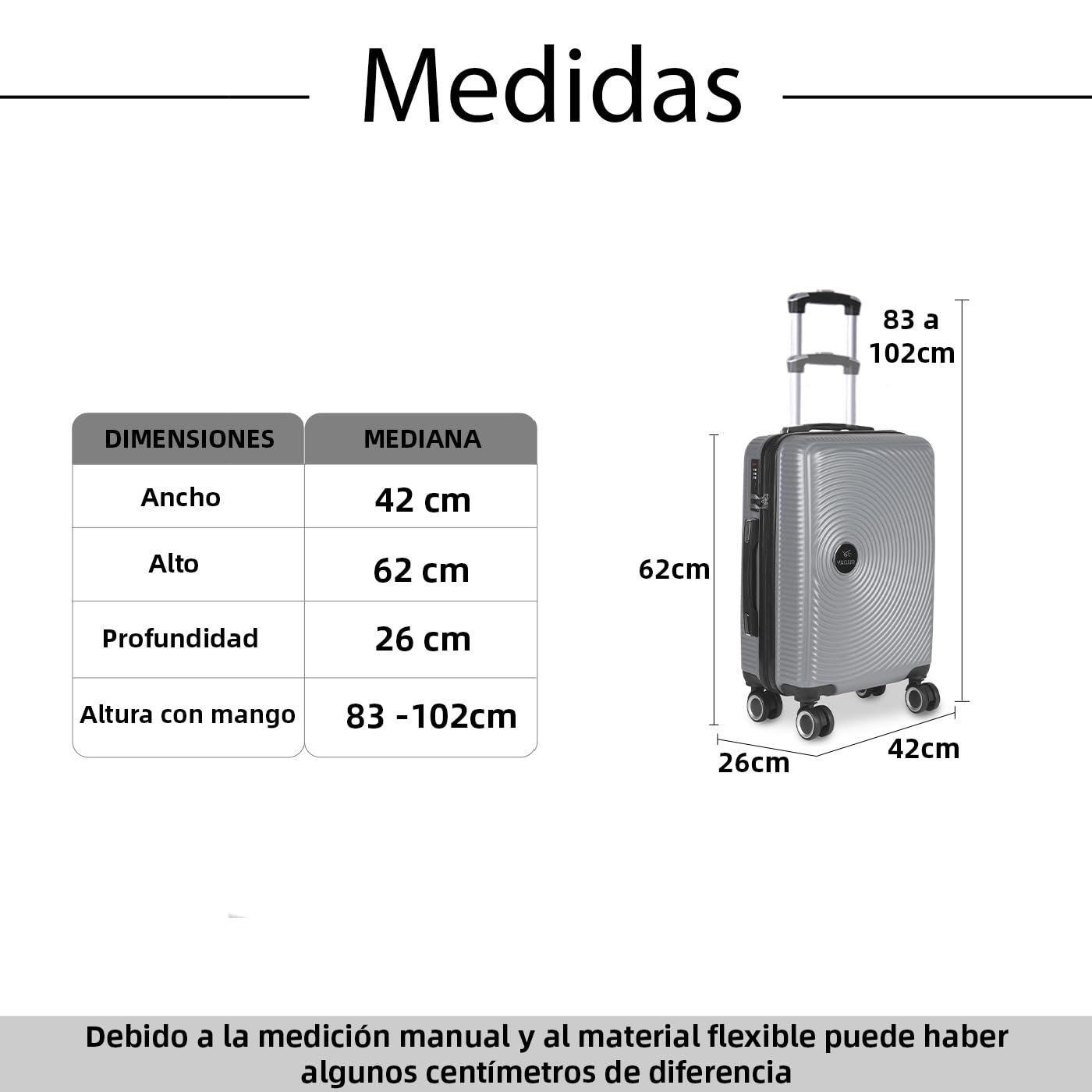 MERCURY TEXTIL - Maleta Mediana 62 x 42 x 26 cm 4 Ruedas Giratorias,Estructura Rígida Polipropileno y ABS (Mediana Plus, Azul)