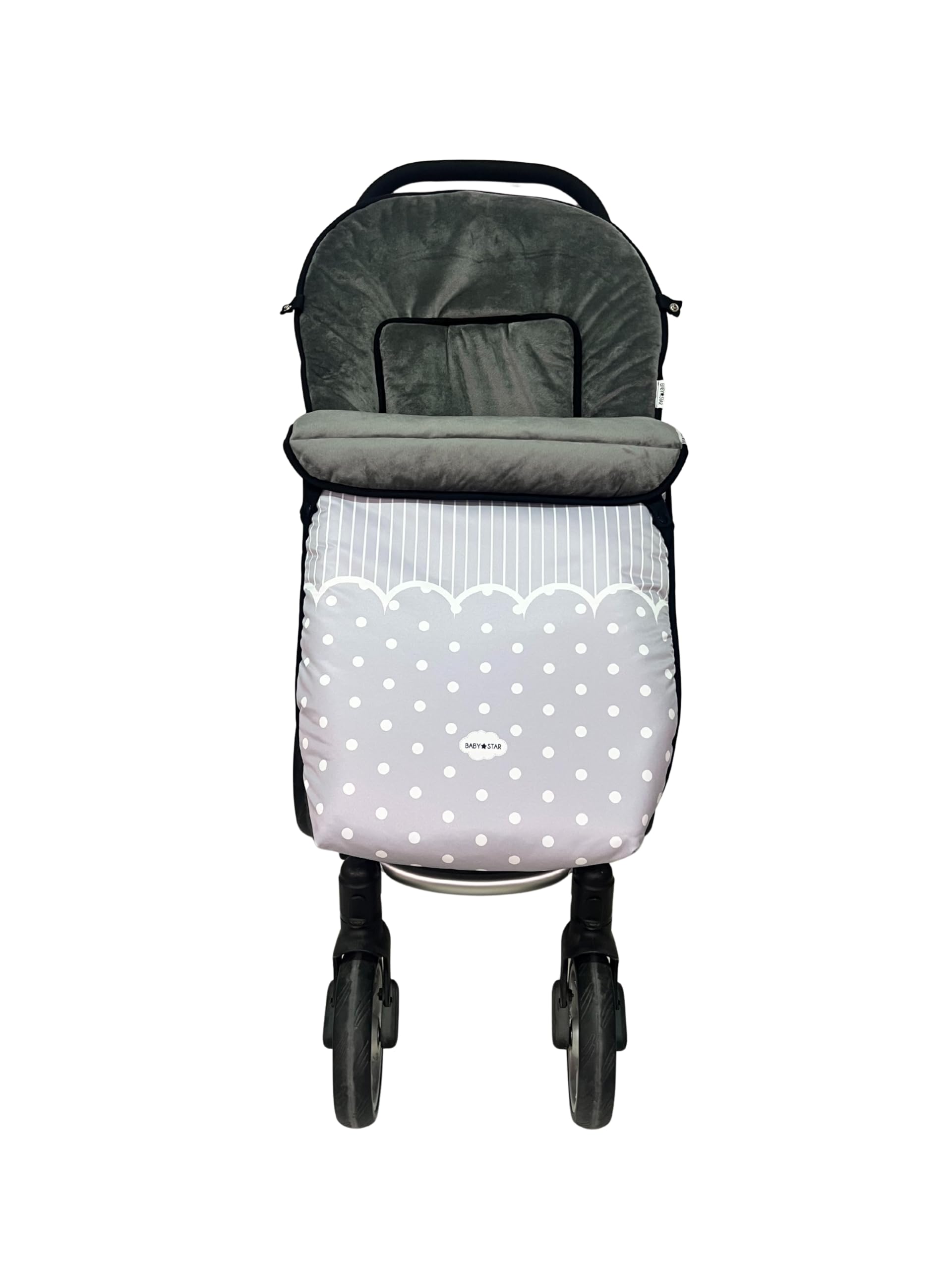 Saco Silla de Paseo Universal gris, saco bebe invierno con polar extrasuave, saco carro bebé impermeable, desmontable y transpirable, doble apertura, resistente al frío hasta -15 grados