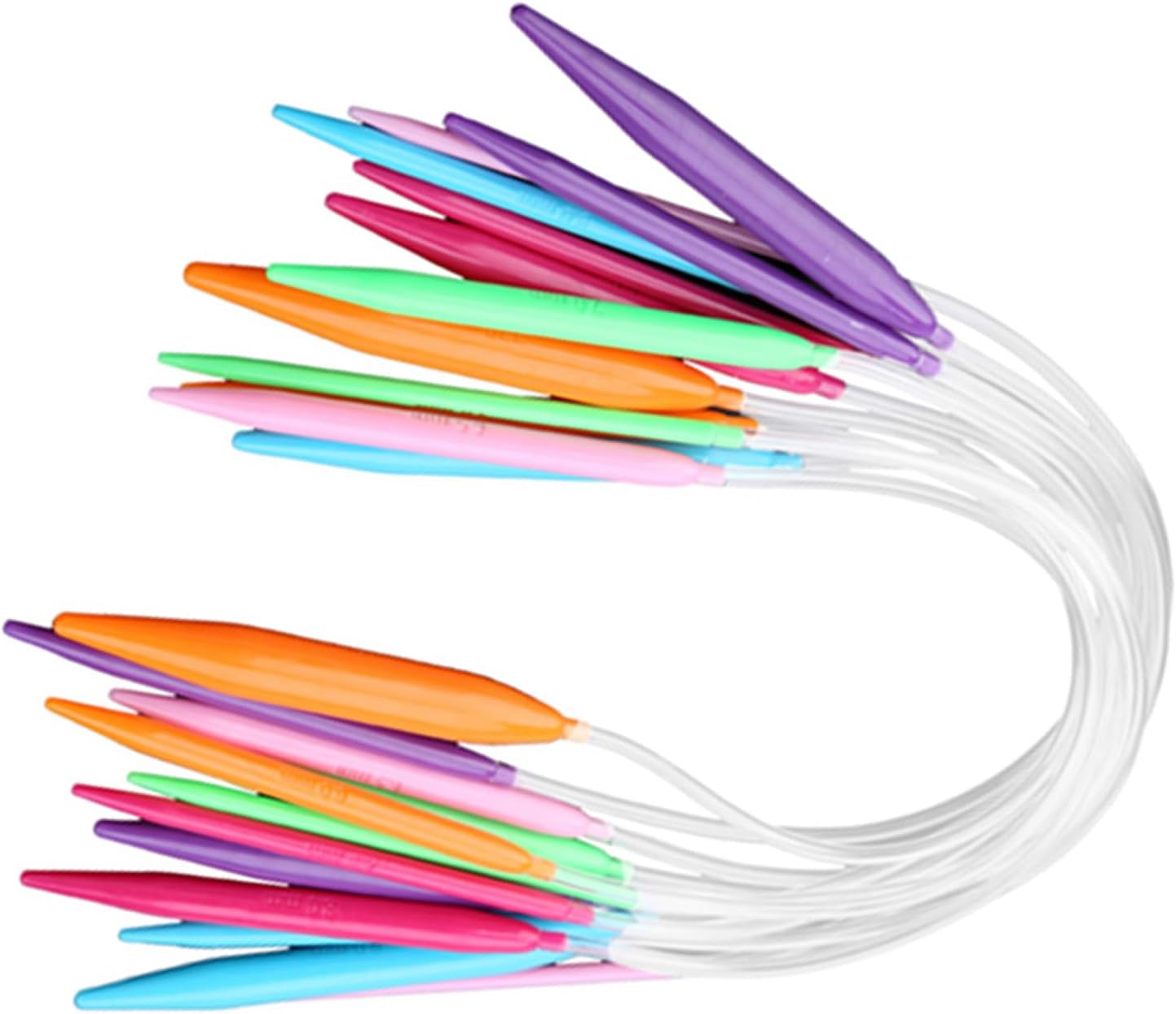 GLOGLOW Knitting Needles, 12 PCS 15.7/31.5 Inch Multicolor Plastic Circular Tube Knitting Needles Kit Sweater Weave Needle Set Handmade Sewing Tool(40CM)