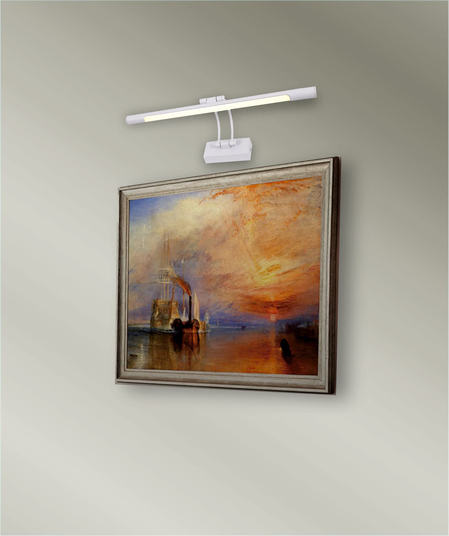 Applique murale à LED pour éclairage de tableaux, miroirs, peintures murales, 8 W, traditionnel et élégant, teinte de lumière chaude 3000 K, couleur blanche, articulée et rotative. 50 cm