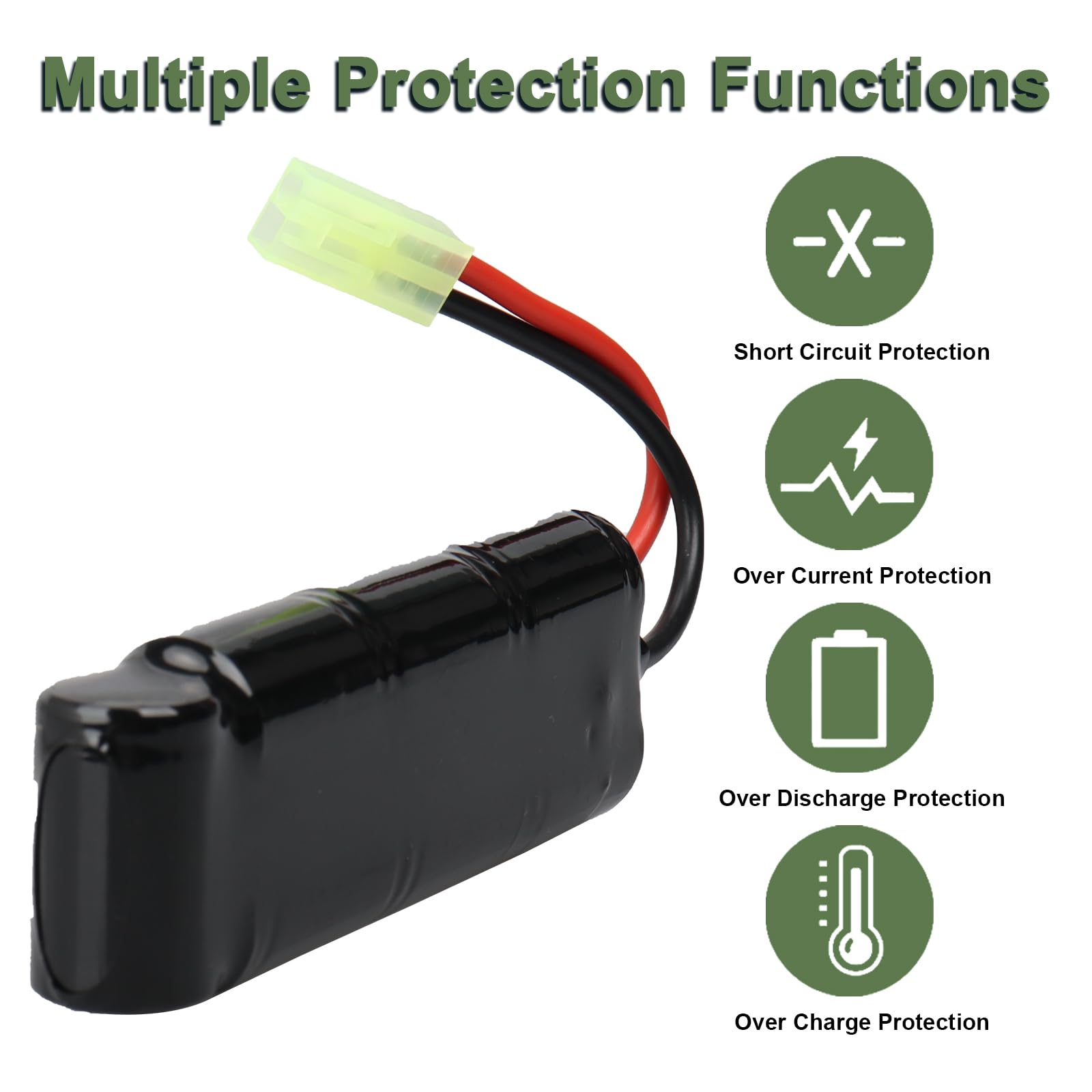 2 pezzi 8.4V 7S 2/3A 1600Mah NIMH Airsoft Batteria ricaricabile, pacco batteria piatto per pistole Airsoft MP5, Scar, M249, M240B, M60, RPK, PKM, G36