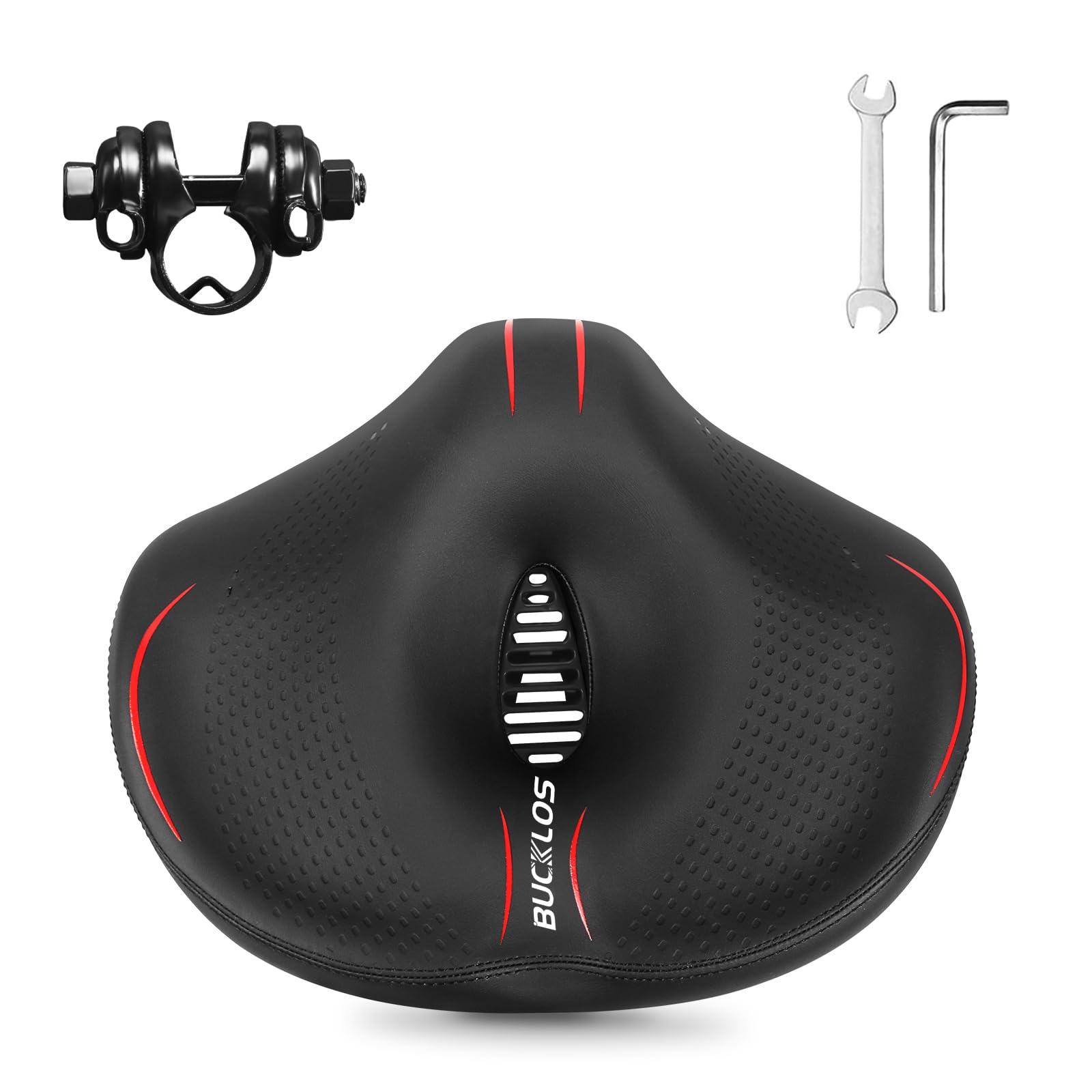 AEYINO Noseless Oversized Bike Seat for Men and Women,Comfortable Wide Bicycle Saddle Waterproof Soft Memory Foam Padded Replacement Cushion for MTB,Peloton,Mountain,City,Road,Exercise Bikes