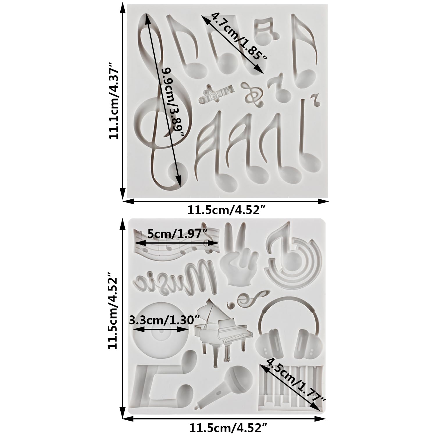 Schokolade Musik MINFEIDMS Musiknoten-Silikonformen - Für Kuchen, Schokolade & Deko (3,4x5,1cm) Noten Musik