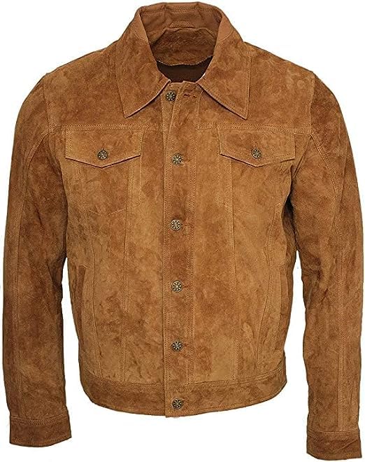 Men's 100% Real Suede leather Trucker Jacket Shirt | Vintage