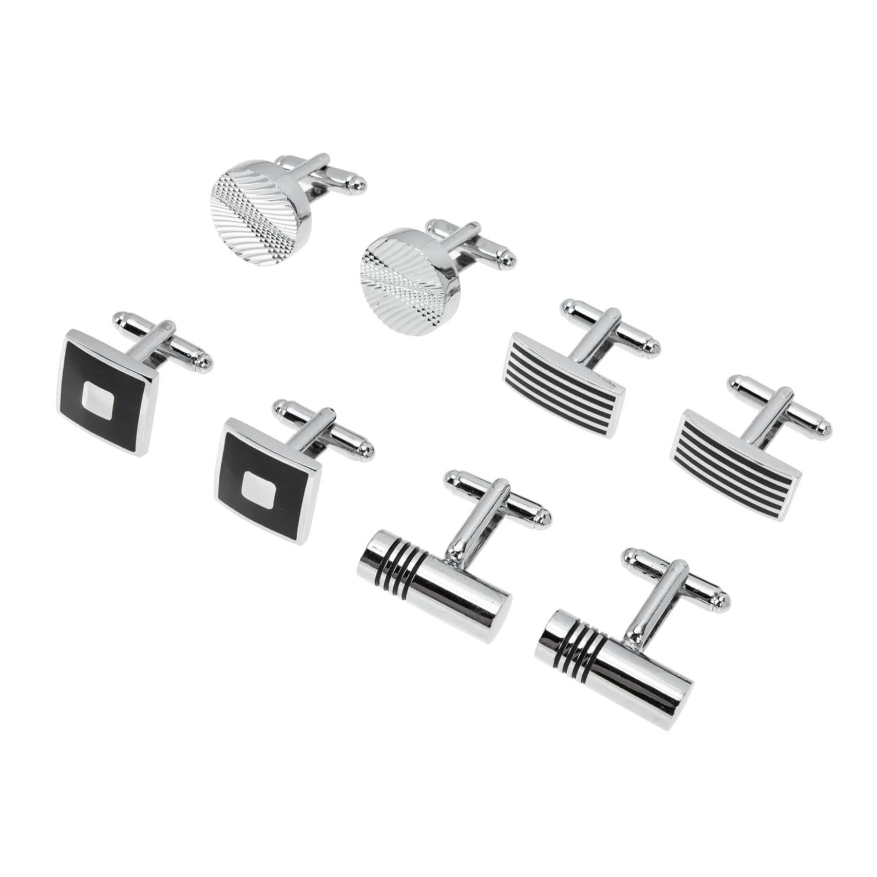 minkissy Manschettenknöpfe Herren Set Cufflinks Für Business Festlichkeiten Mit Schwarzem Emaille Gestreiften Designs Perfektes Für Väter Ehemänner Freunde