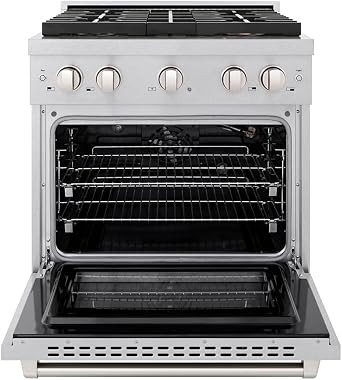 ZLINE 30 in. 4.2 cu. ft. Paramount Gas Range with 4 Burner DuoProTM Cooktop and Convection Gas Oven in Satin Stainless Steel (PSGRS-30)