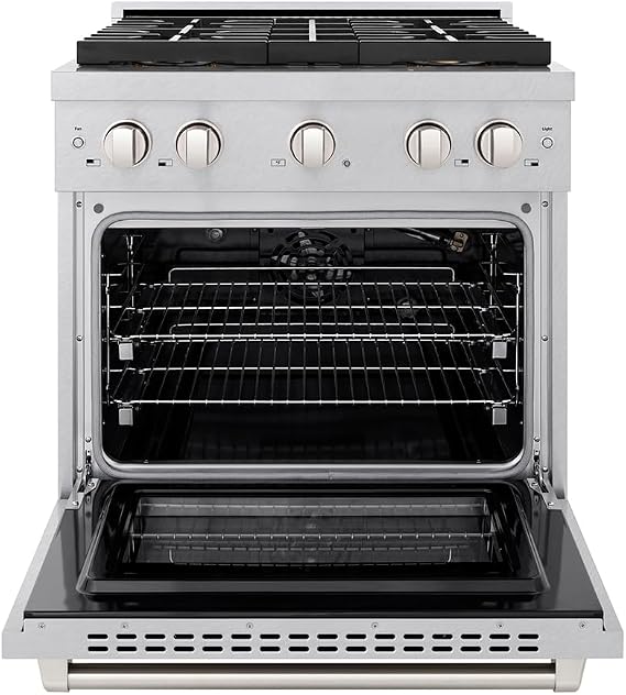 ZLINE 30 in. 4.2 cu. ft. Paramount Gas Range with 4 Burner DuoProTM Cooktop and Convection Gas Oven in Satin Stainless Steel (PSGRS-30)