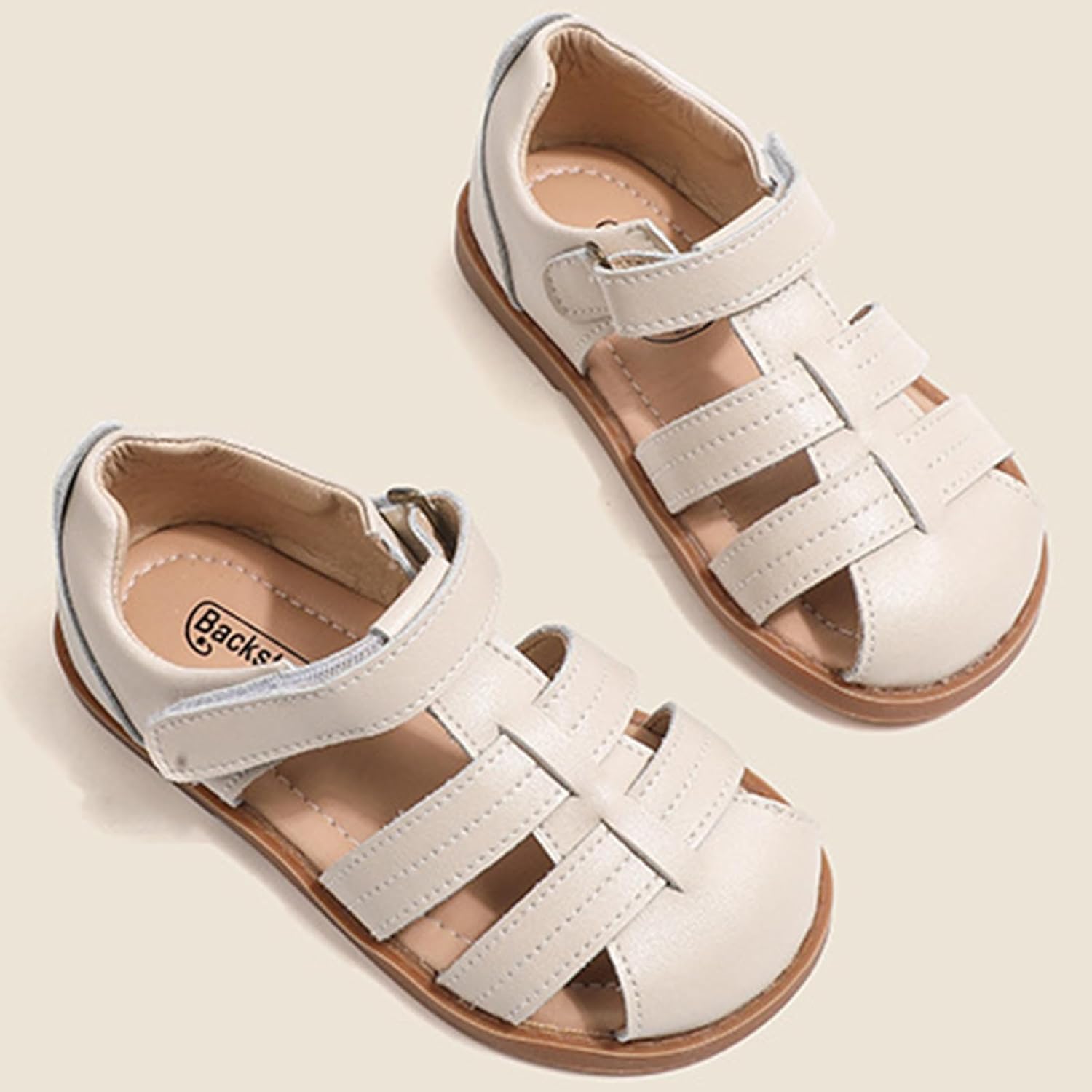 WUIWUIYU Toddler Boys Gilrs Fisherman Sandals Closed-Toe Hook-and-Loop Slides Outdoor Summer T-Strap Casual Shoes