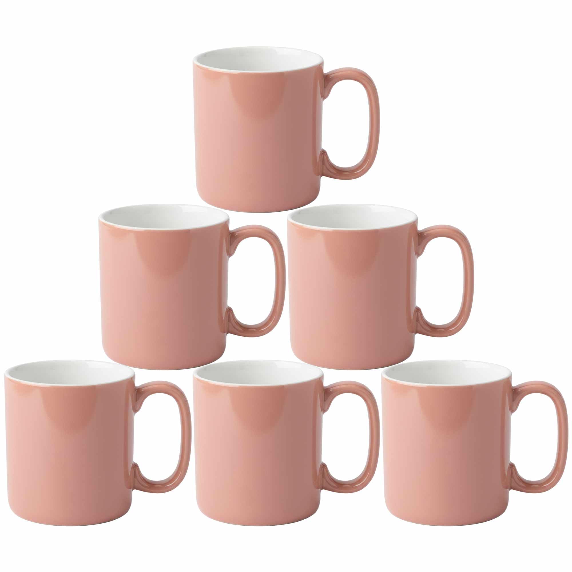 superyes Large Ceramic Coffee Mugs-Set of 6, 12oz(360ml) Barrel Cup for Cappuccino Latte, Easy-Grip Handle, Matte Black Outside, Lemon Yellow Interior