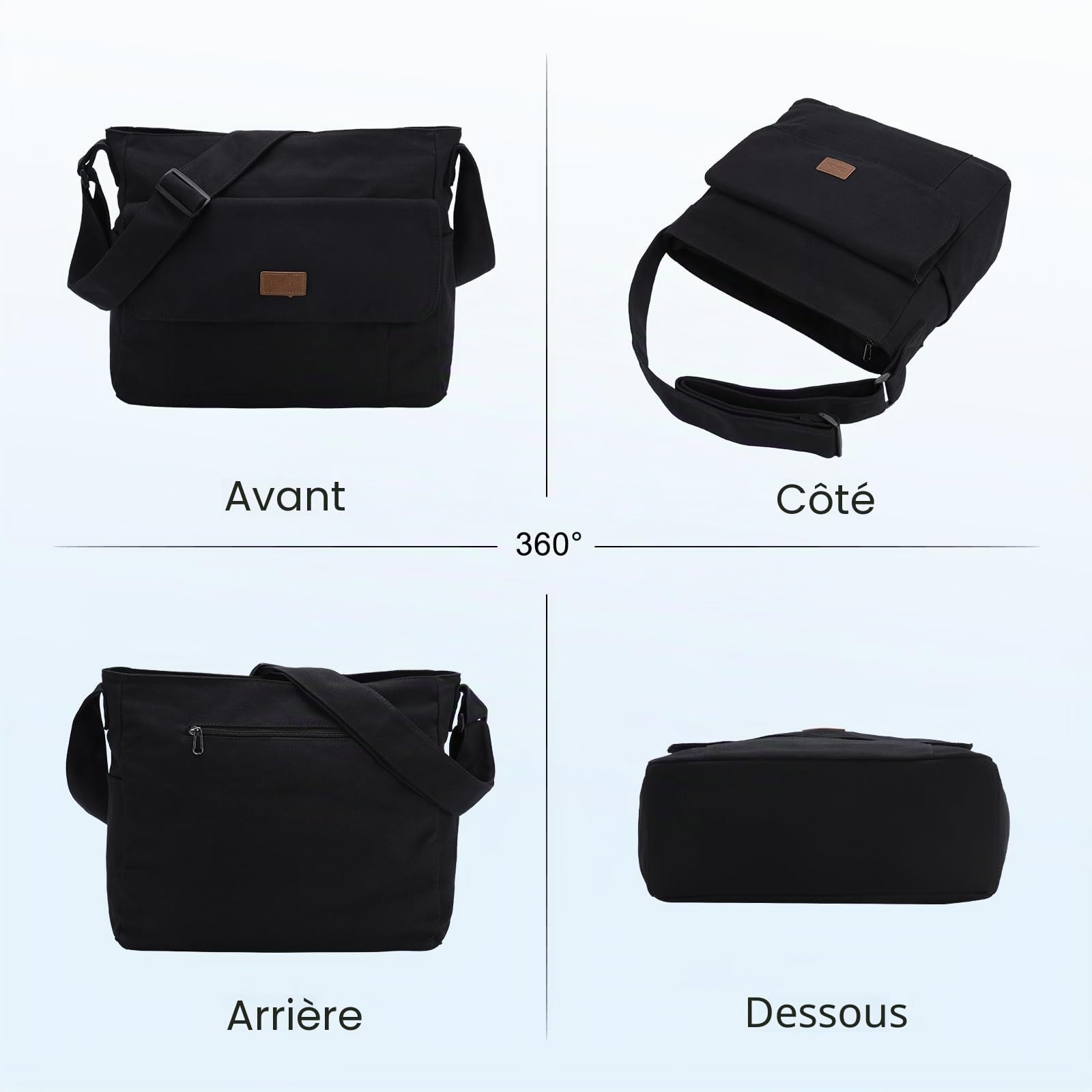 Chase Chic Toile Sac Bandoulière Femme Homme,Sacoche Messager pour Ordinateur Portable 15.6",Sacs Besace pour Travail Ecole