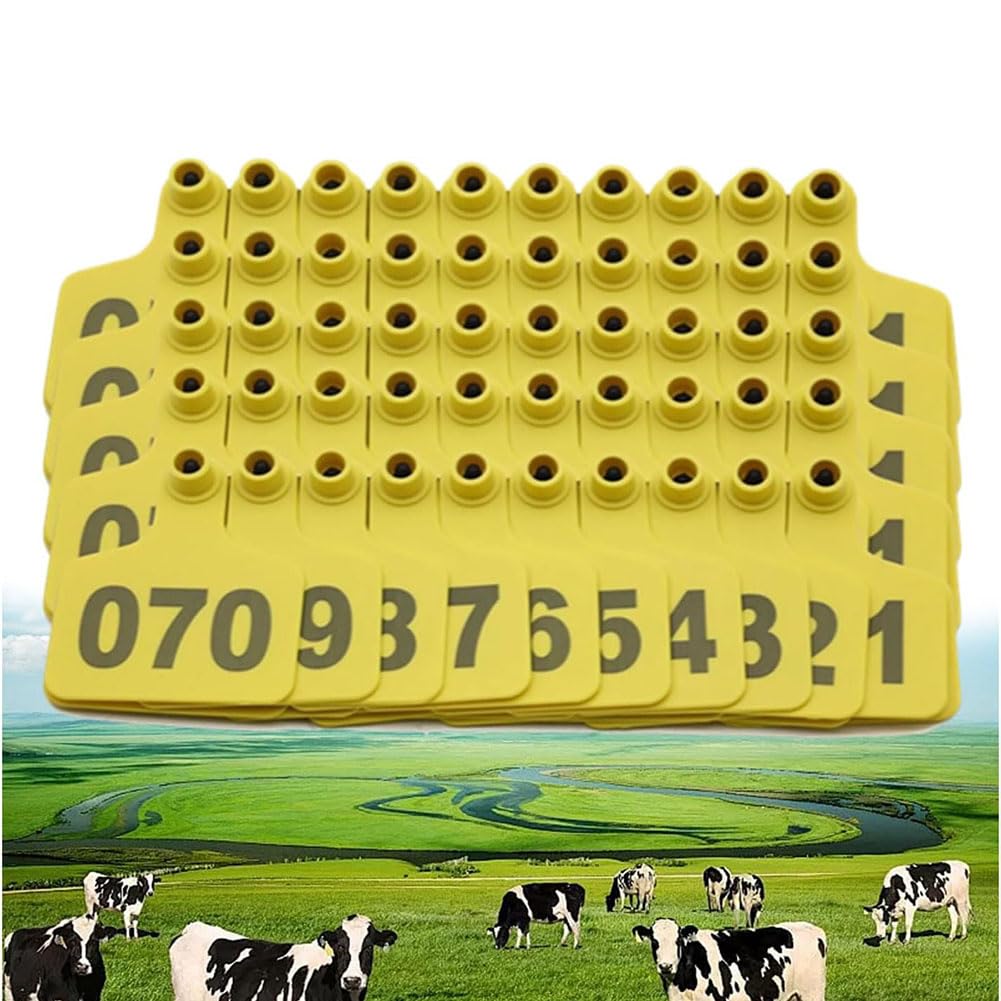 marchi auricolari, 100pcs Marcatore Bestiame 5x4cm Verde 101-200 Giallo 301-400