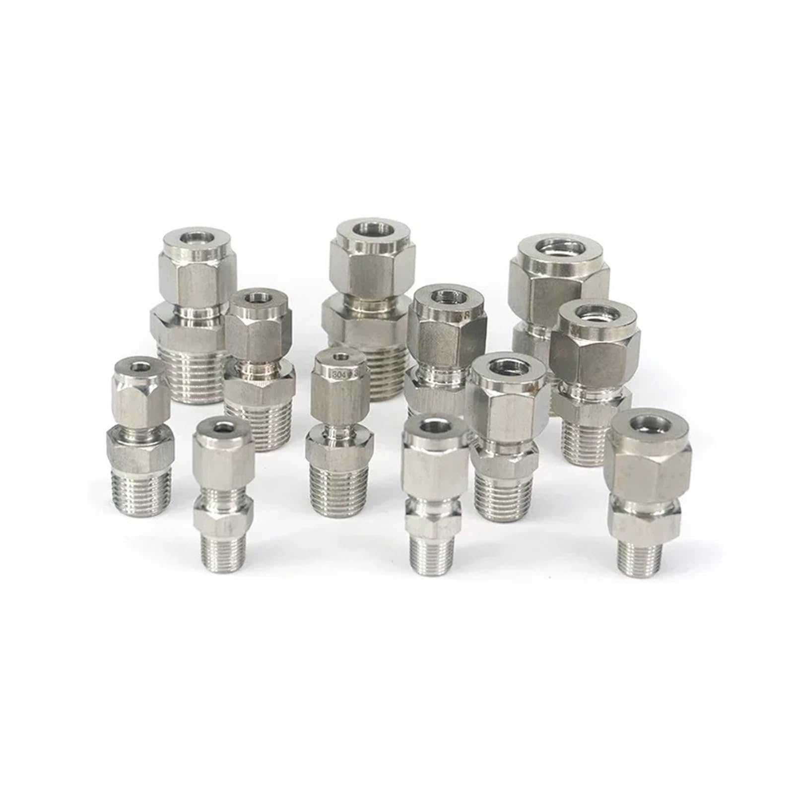 AARTERZZA 1PC 1/4" BSPT Male Fit 4mm OD Tube 304 Stainless Steel Double Ferrule Compression Union Fitting