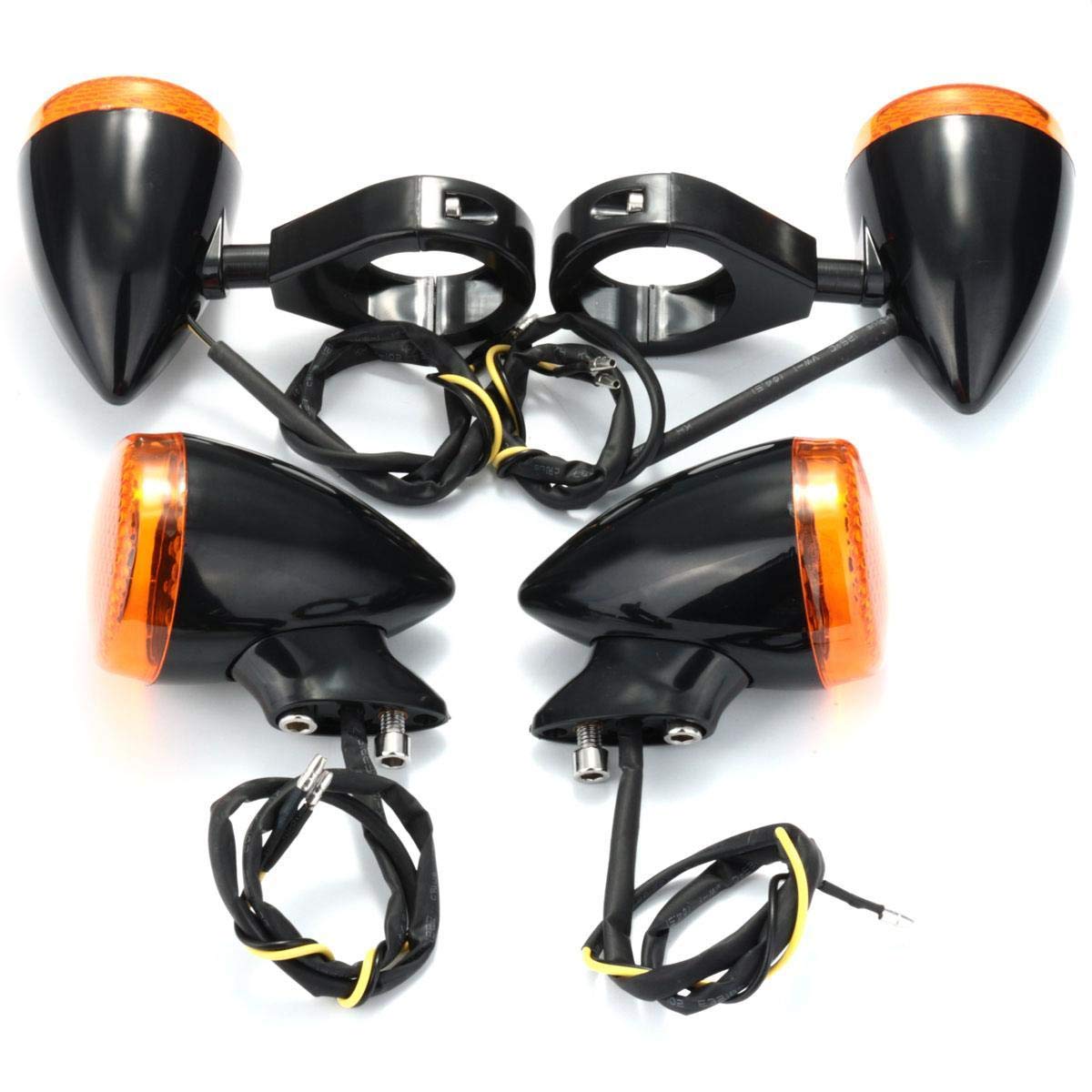 2Szt Przednia 2Sztuk Tylny Motocykl Led Kierunkowskaz 41Mm Zacisk Widelca Do Harley - Clear
