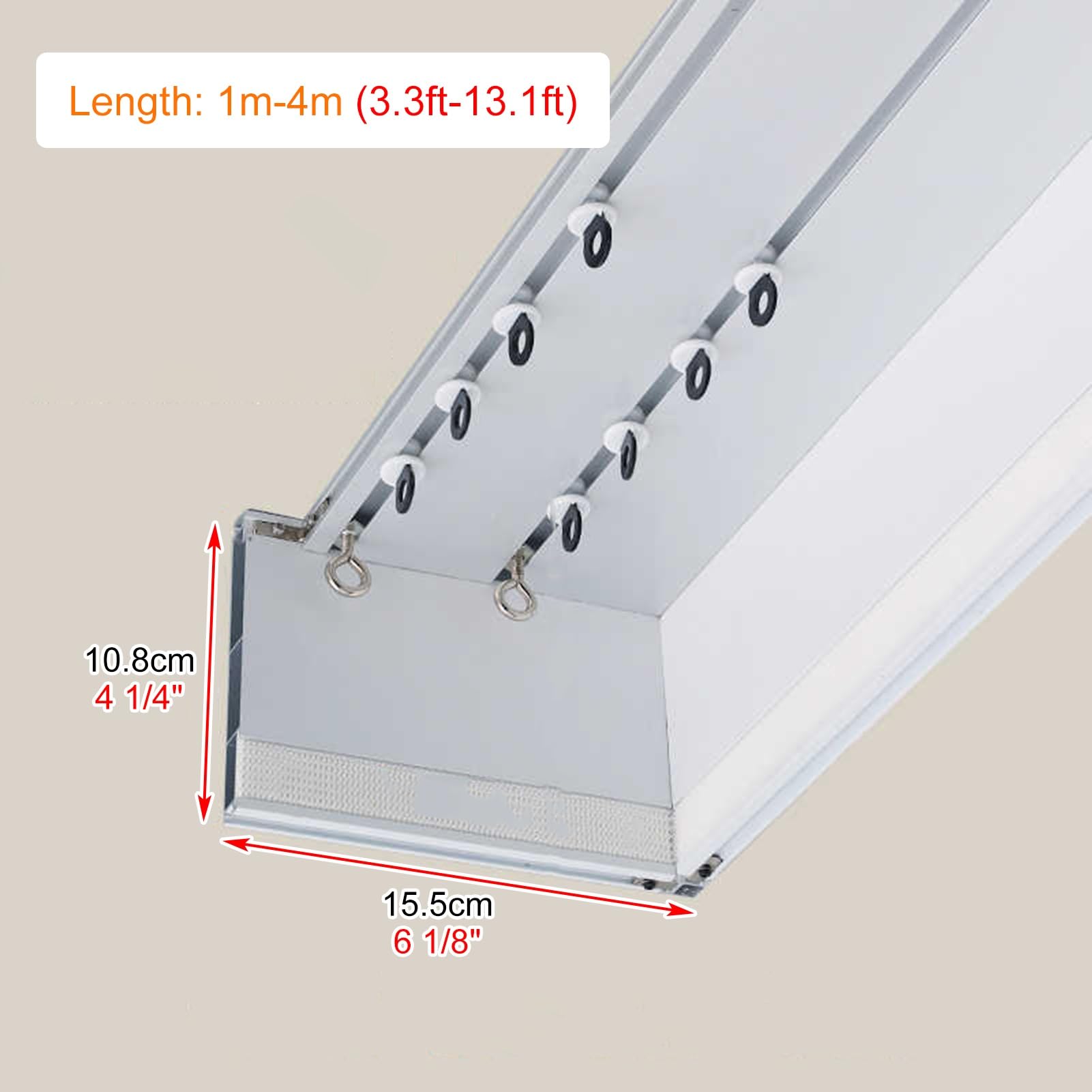 Generisch Verdunkelungsgardinen-Aufbewahrungsbox mit Doppelschienen, Wand-Blenden, dekorative Aluminium-Fensterblende, Weiß, 100 cm (3,3 Fuß) – Elegante Einrichtungslösung