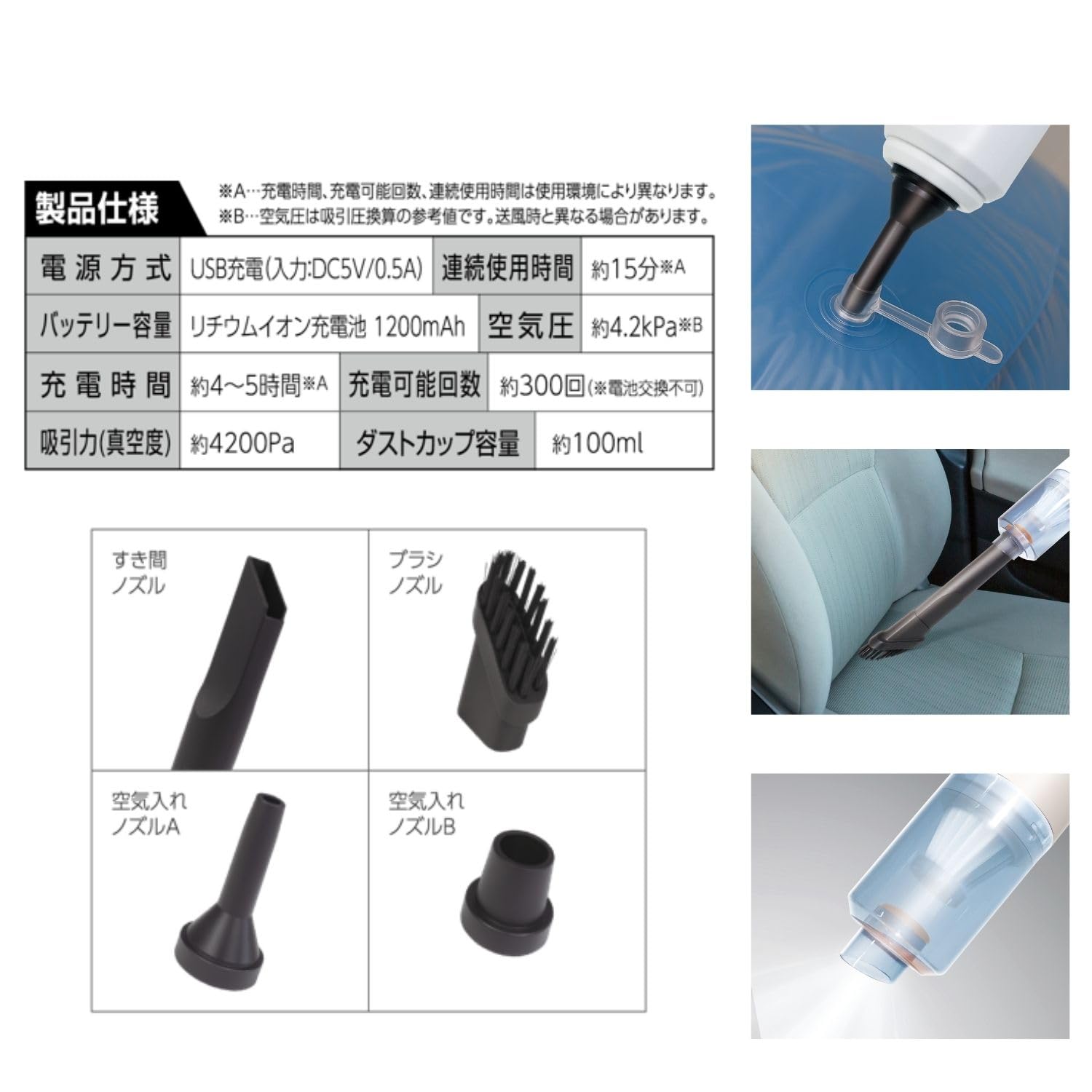 Amazon | ハック 3-in-1スリムハンディークリーナー 約Φ5.5×H25cm 5091