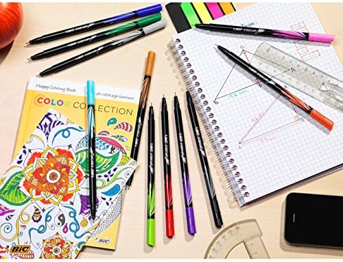 BIC Intensity Writing Felt Pens With Fine And Medium Writing Felt Pens In Assorted Colours, Pack Of 32