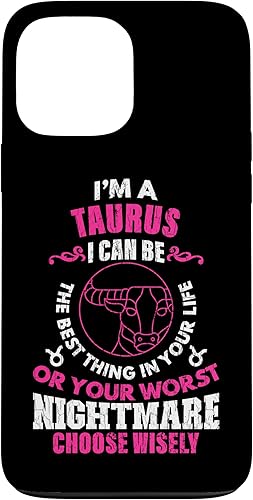 Funda gráfica para iPhone 13 Pro Max con signo zodiacal divertido soy un tauro