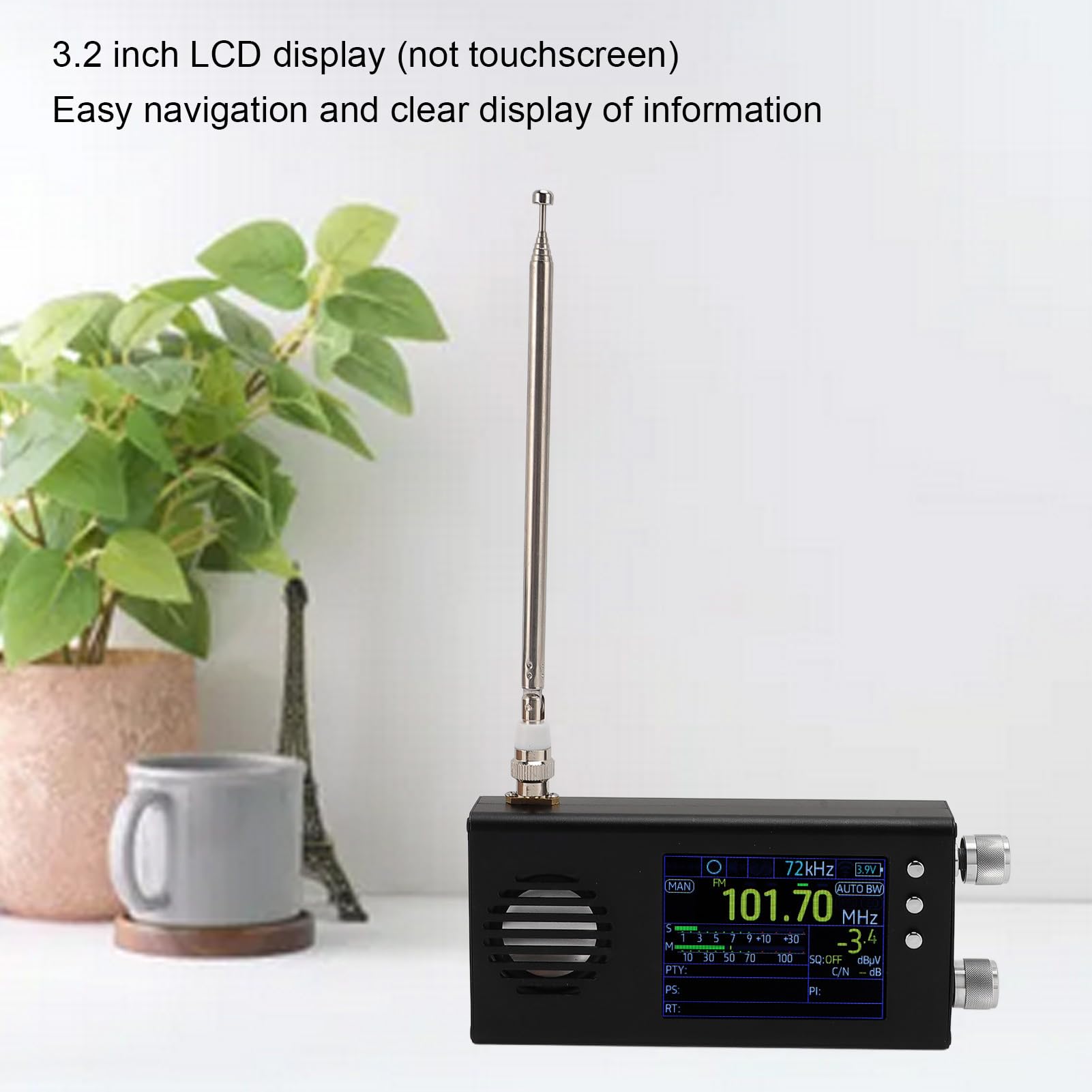 Radio Portátil de Corta, Am/FM/SW/CB/VHF/UHF/WX/Air/LW/MW Radio de Banda Completa y Receptor SSB, Radio de Banda Mundial con Batería de 5000 MAh con Altavoz Estéreo, Antena,