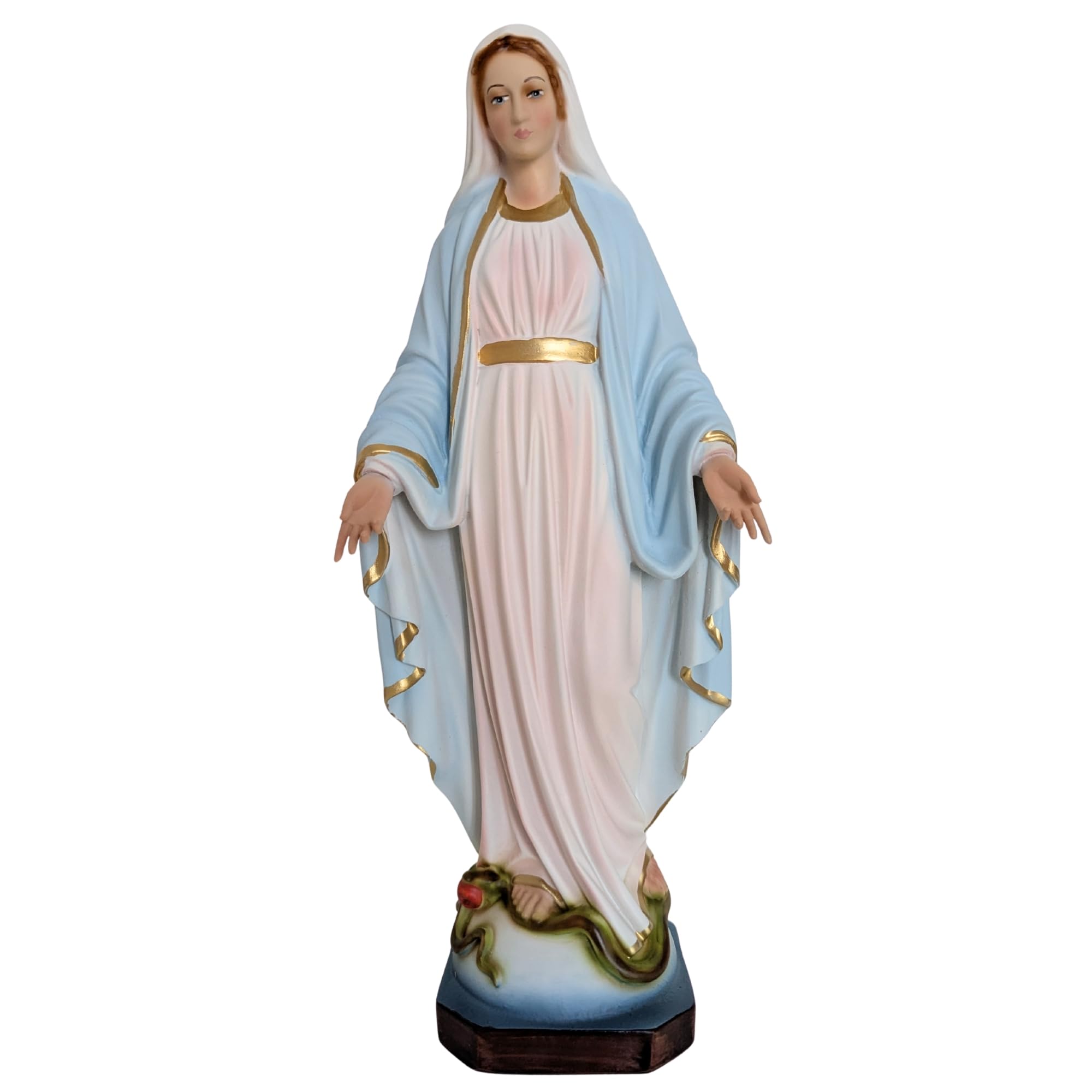 OVUNQUE PROTEGGIMI Statua Madonna Miracolosa o Immacolata 30 cm in Resina, per Interni ed Esterni, Statuetta della Madonnina Realizzata e Dipinta in Italia