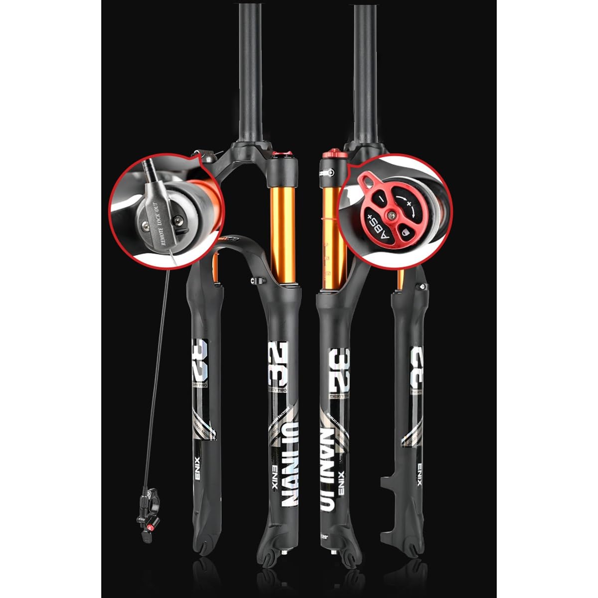 Horquilla Delantera para Bicicleta de montaña con Bloqueo de Aire, Recta, 1-1/8", Horquillas de suspensión para Bicicleta de montaña, tamaños comunes: 26", 27.5" y 29", Cierre ráp