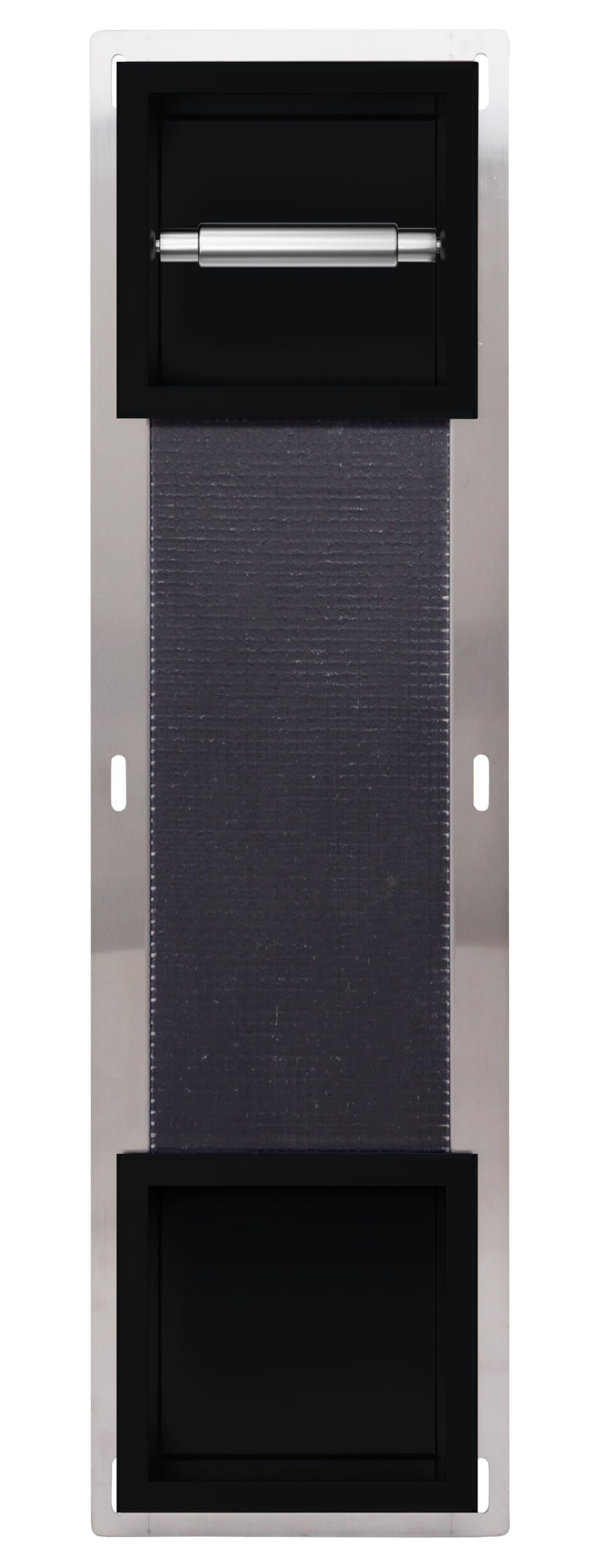 Portarrollos de Papel Higiénico con Revista para 6 Rollos, Portarrollos de Papel Higiénico para Baño, Negro, Acero Inoxidable, 74x20,8x14,75cm, Caja de Papel Empotrada en la Pared 2 Negro
