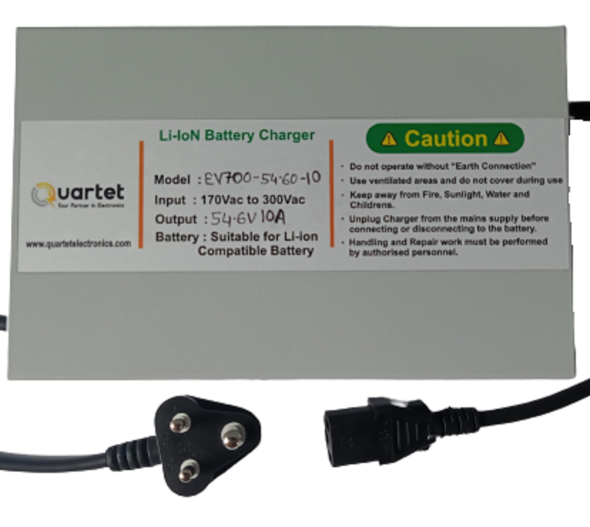 Quartet 48 Volt 54.6 Cut Off 10 Amp EV Charger for Electric Bike