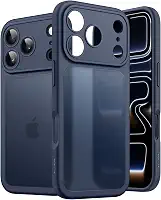 JETech Capa Matte para iPhone 17 Pro 6,3 Polegadas, Proteção Contra Quedas de Nível Militar À Prova de Choque, Proteção Completa da Lente da Câmera, Case Traseira Translúcida Fosca (Azul Escuro)