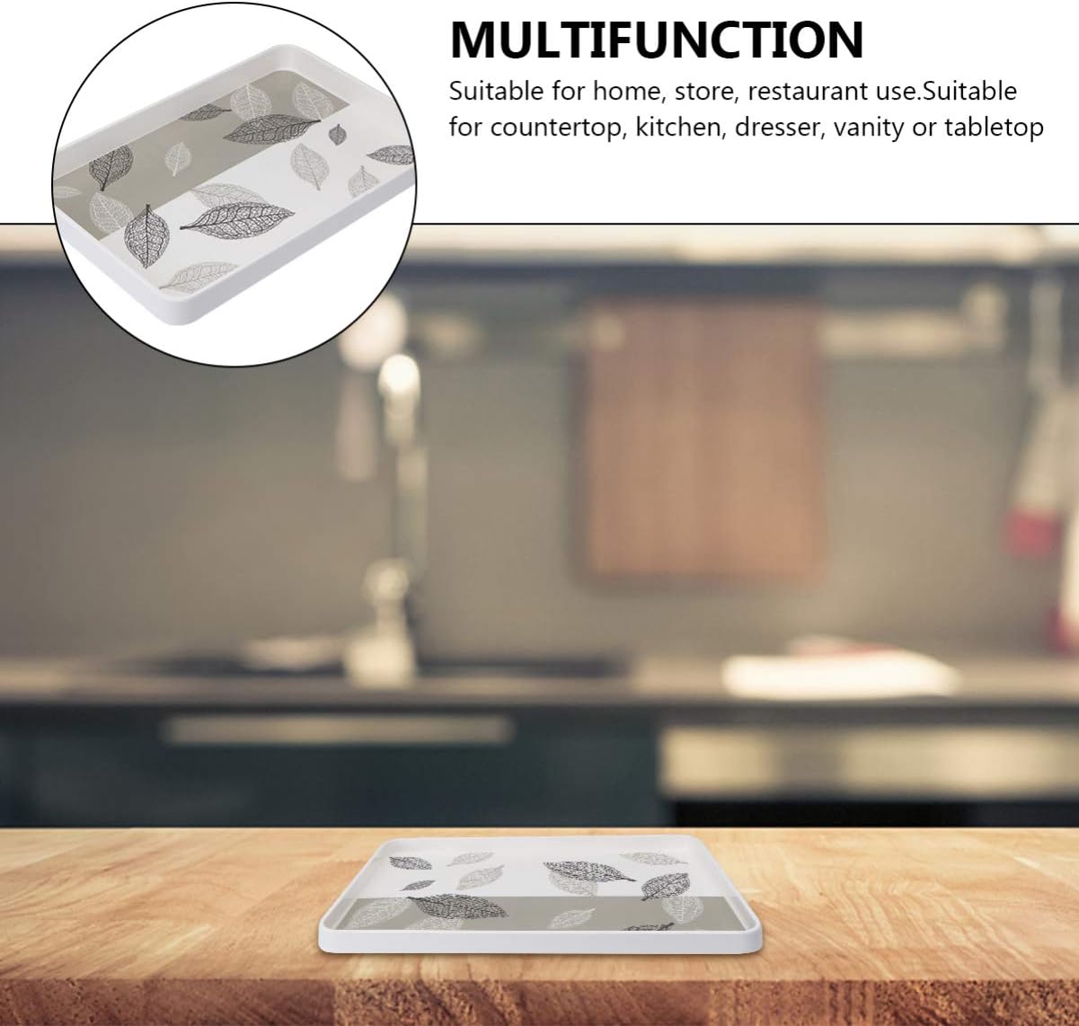 European-Style Rectangular Food Tray Plastic Serving Platter for Fruits Snacks and Beverages Lightweight Kitchen Tray Easy to Clean for Home and Restaurant Use Light Grey