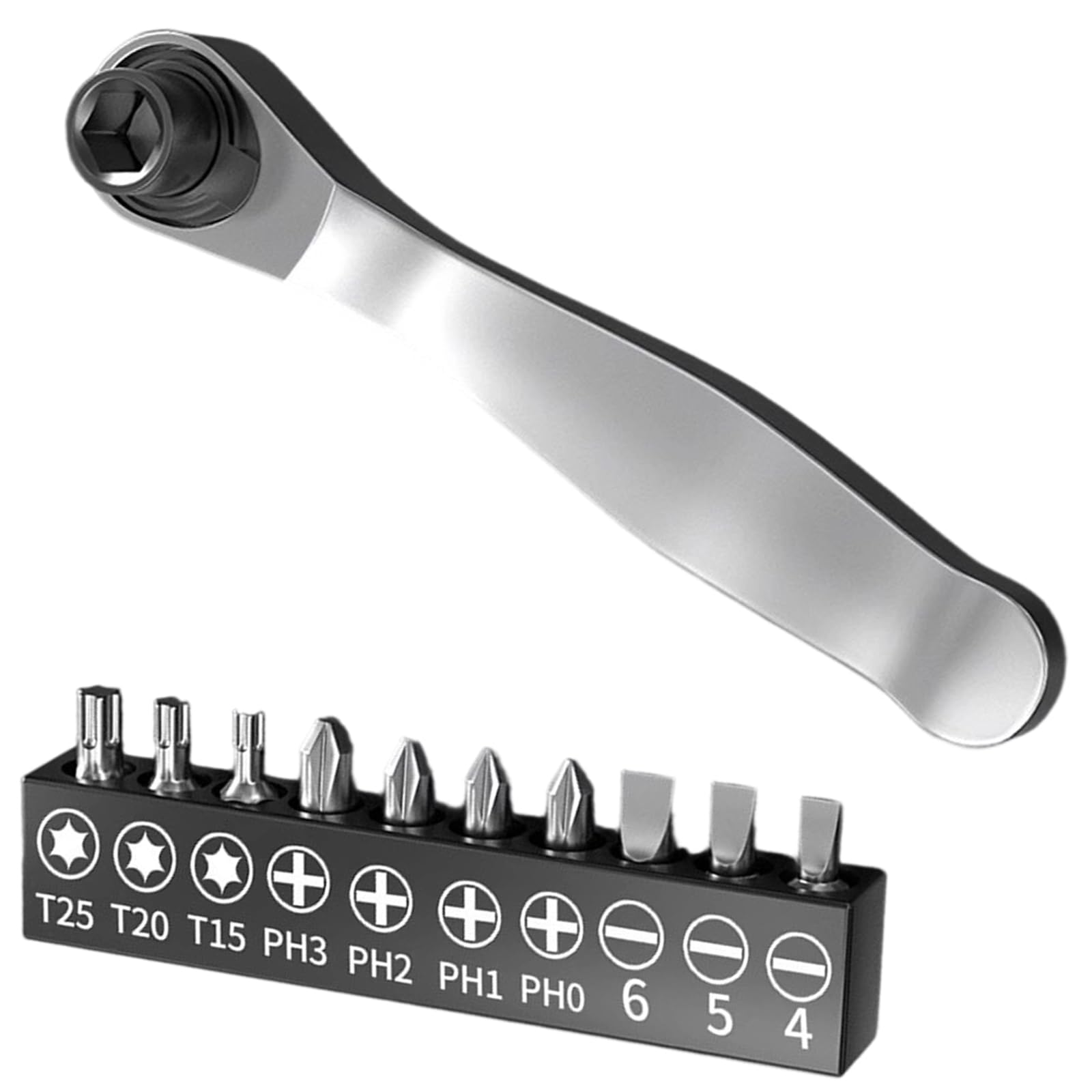 Tsophreniq 1/4" Drive Ratchets Handle Offset Ratcheting Screwdrive Spanner Design Ergonomic Handle Automotive Maintenance Ratchets Wrenches