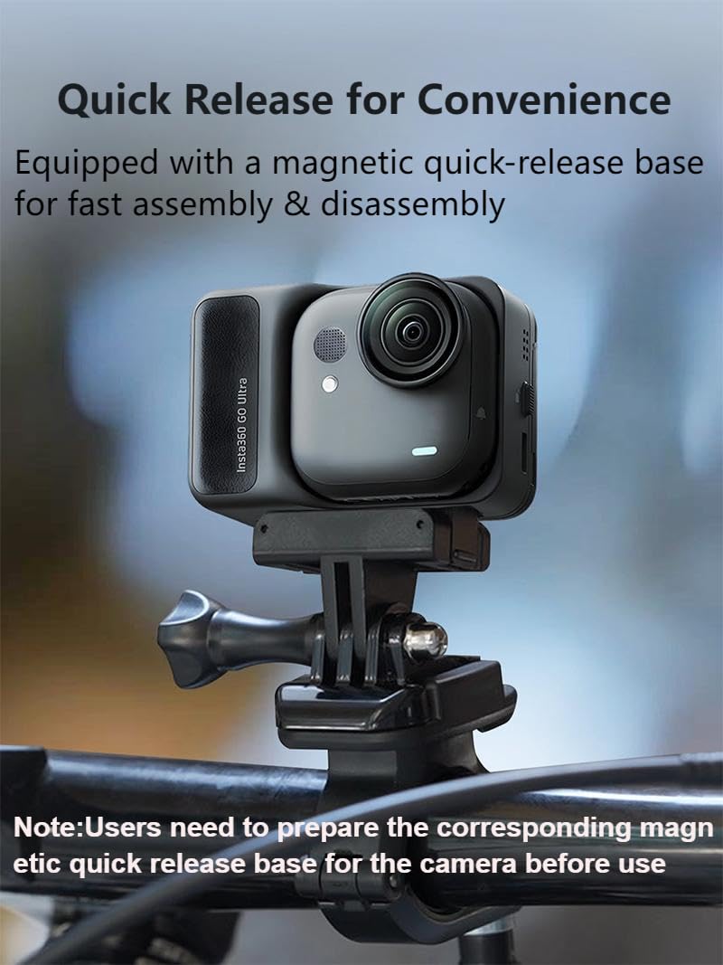 uchwyt rowerowy do Insta.360 Go Ultra / X5 / X4 Air / Ace Pro 2 i DJI Osmo Nano/ Action Series Etc, kamera sportowa, obracana o 360°, antypoślizgowa, nadaje się do 2-biegunowego interfejsu i
