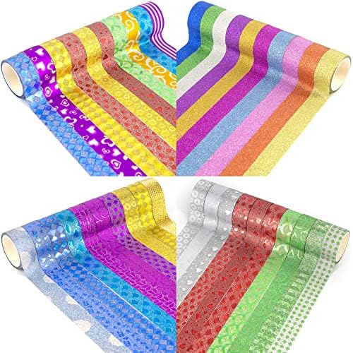 AOAPMN 60 Rolls Glitter Washi Tape Set, Washi Masking Decorative Tapes for DIY Decor Planners Scrapbooking Adhesive School/Party Supplies