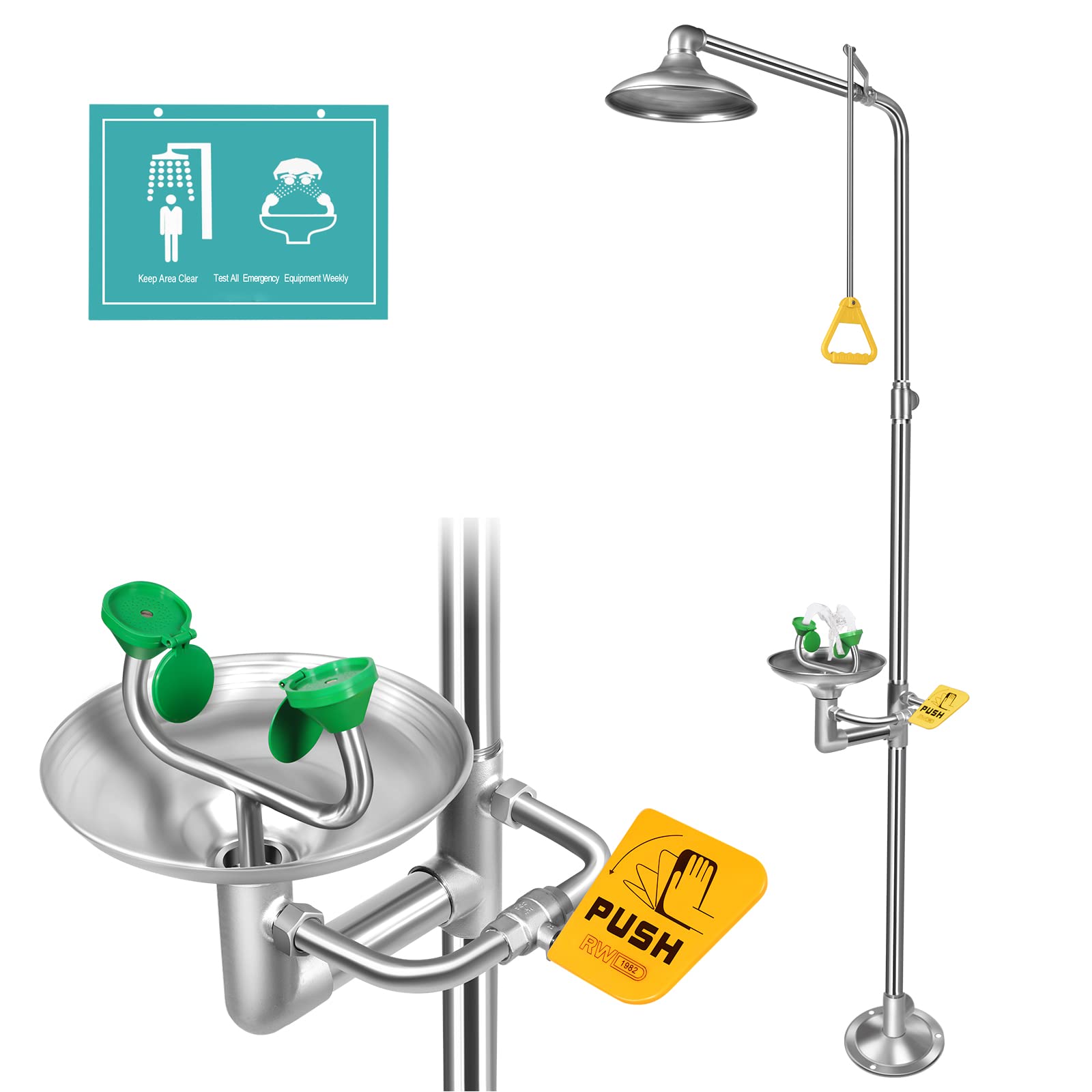 Buy Huanyu Emergency Shower Eyewash System Combination Eye Wash Station