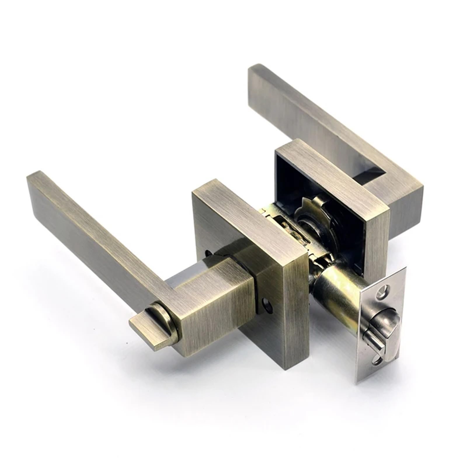 Zonshjdkr Square-Ancient Blue Aluminum Alloy Room Door Handle Lock Three-Pole Spherical Bedroom Bathroom Hardware Accessories 1Pcs(Square-Ancient Blue)