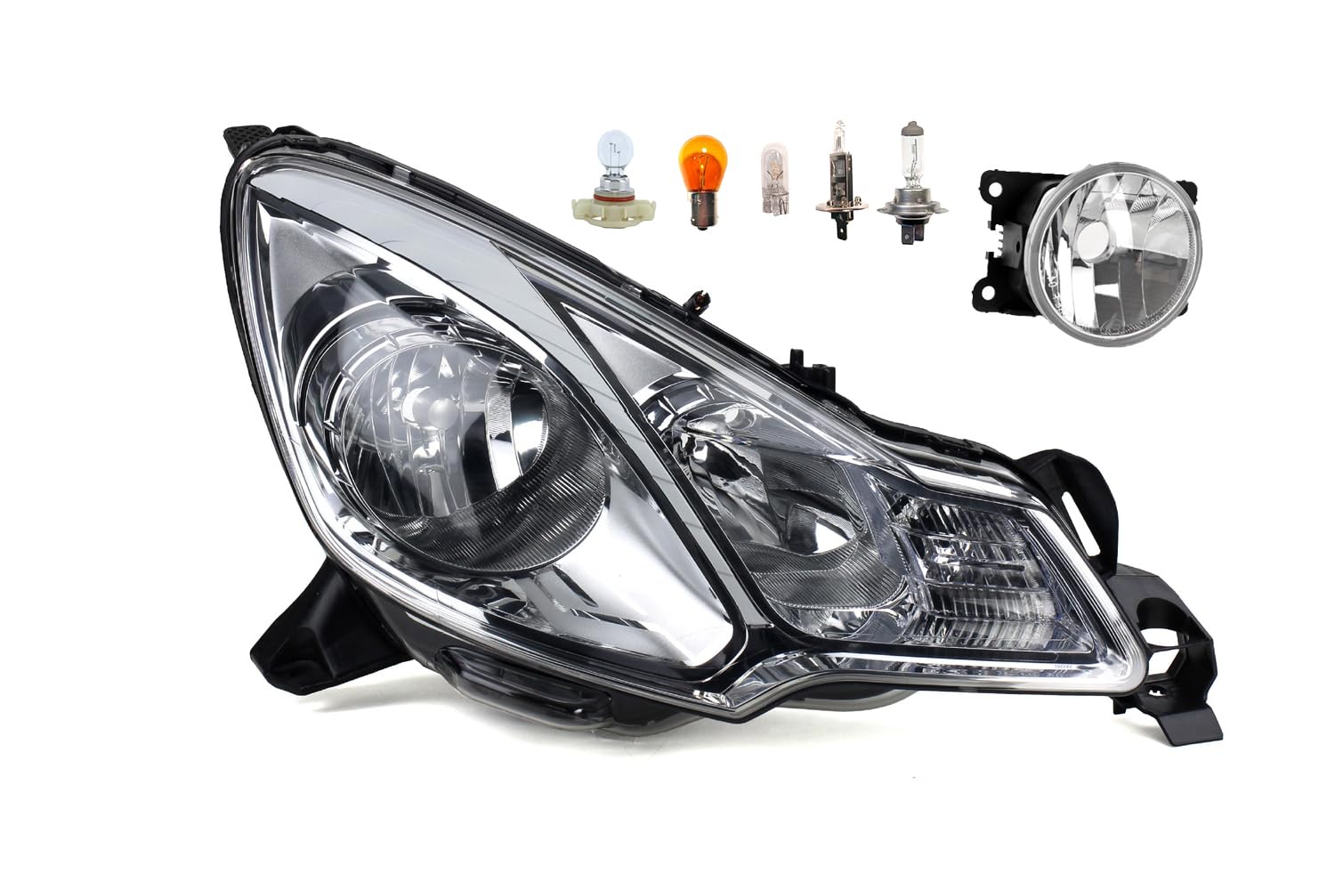 Johns, Faro alogeno anteriore principale adatto per Citroen C3 DS3 11/09 - H7 H1 destro + fendinebbia + lampadina