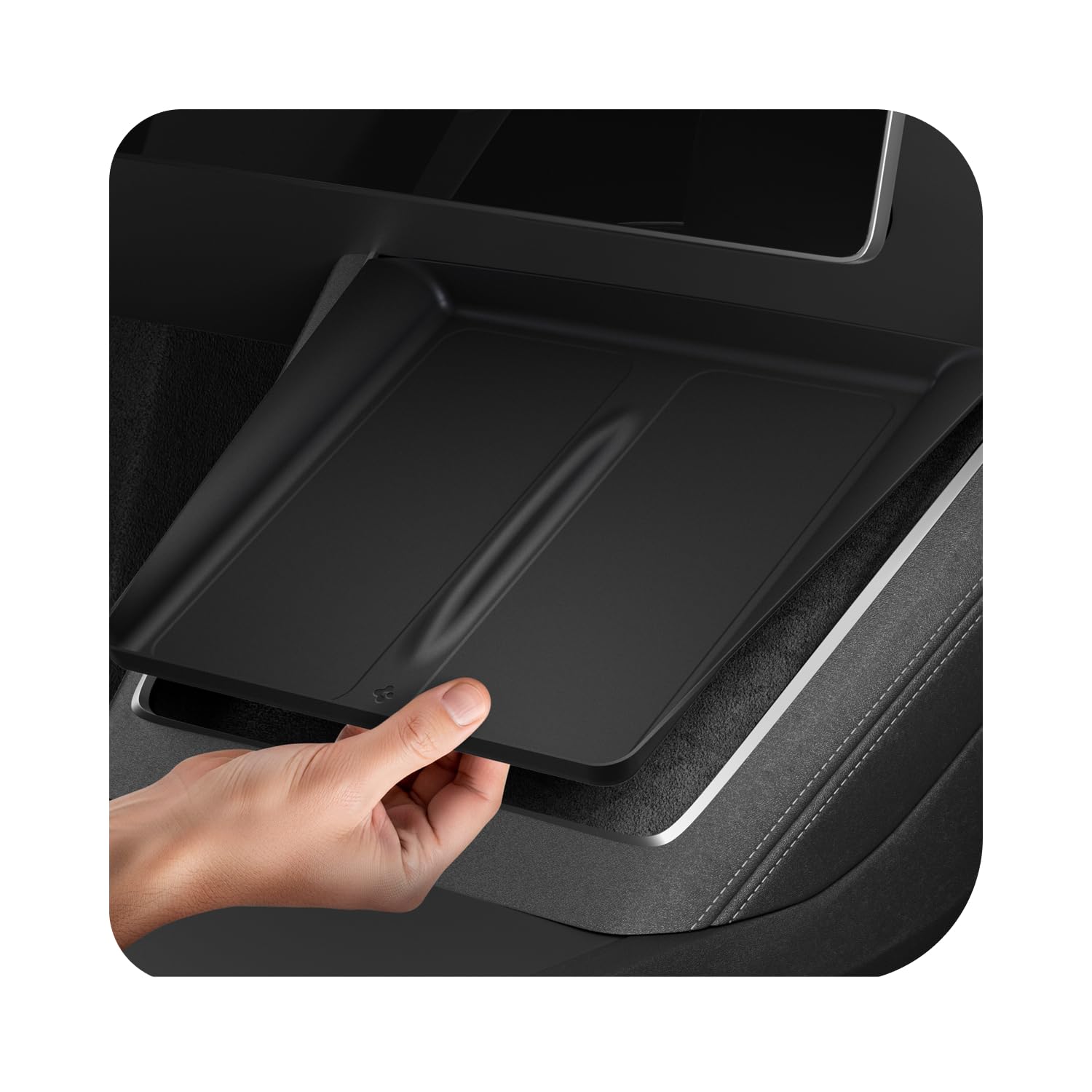 Spigen Tesla Model Y Juniper (Solo Premium & Performance 2025/2026) Pad di Ricarica Wireless per Accessori Tesla, Compatibile con iPhone, Galaxy, ecc - Nero