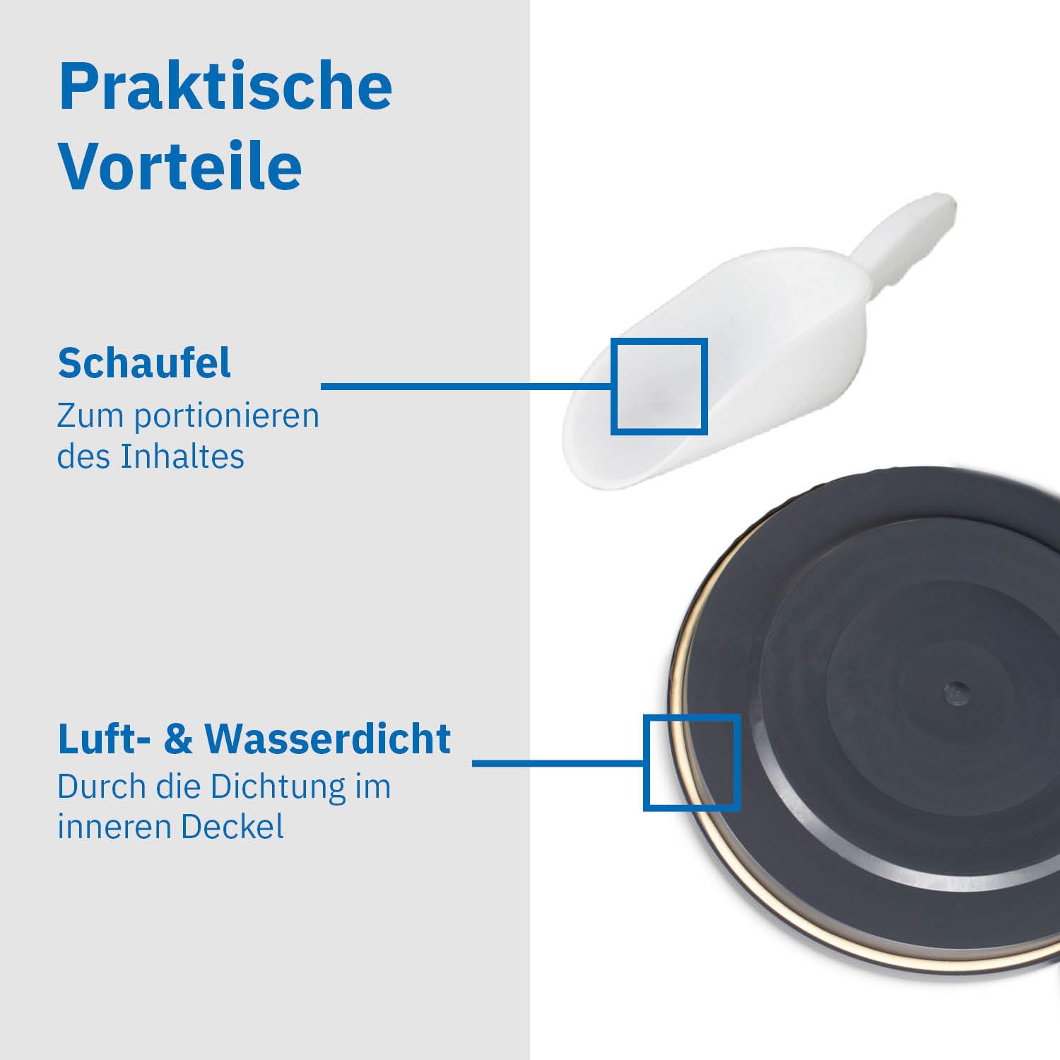 DIE BOX FABRIK Futtertonne schwarz 31 Liter mit Schaufel | Lebensmittelechtes Weithalsfass mit Schraubdeckel | Luftdicht & wasserdicht | Maischefass (31 Liter)