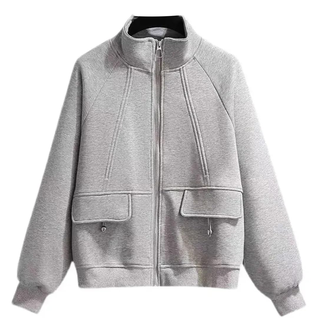 Rfmfkkg Chaqueta de béisbol para mujer, delgada, suelta, para estudiantes, cuello redondo, chaquetas bomber casuales