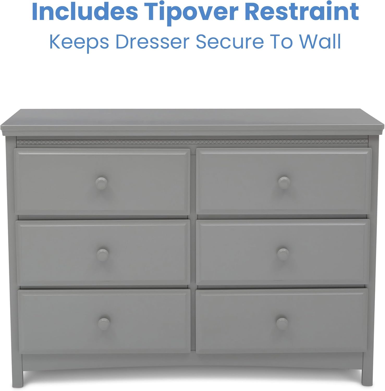 Delta Children Emerson 6 Drawer Dresser with Interlocking Drawers - Greenguard Gold Certified, Grey