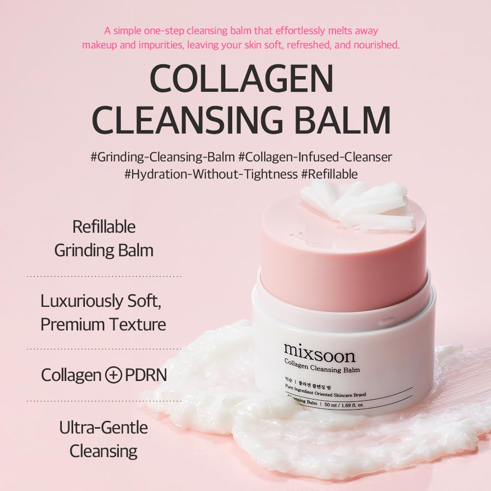 mixsoon Collagen Cleansing Balm, Twist & Grind Makeup Remover with PDRN & Hydrolyzed Collagen - Image 2