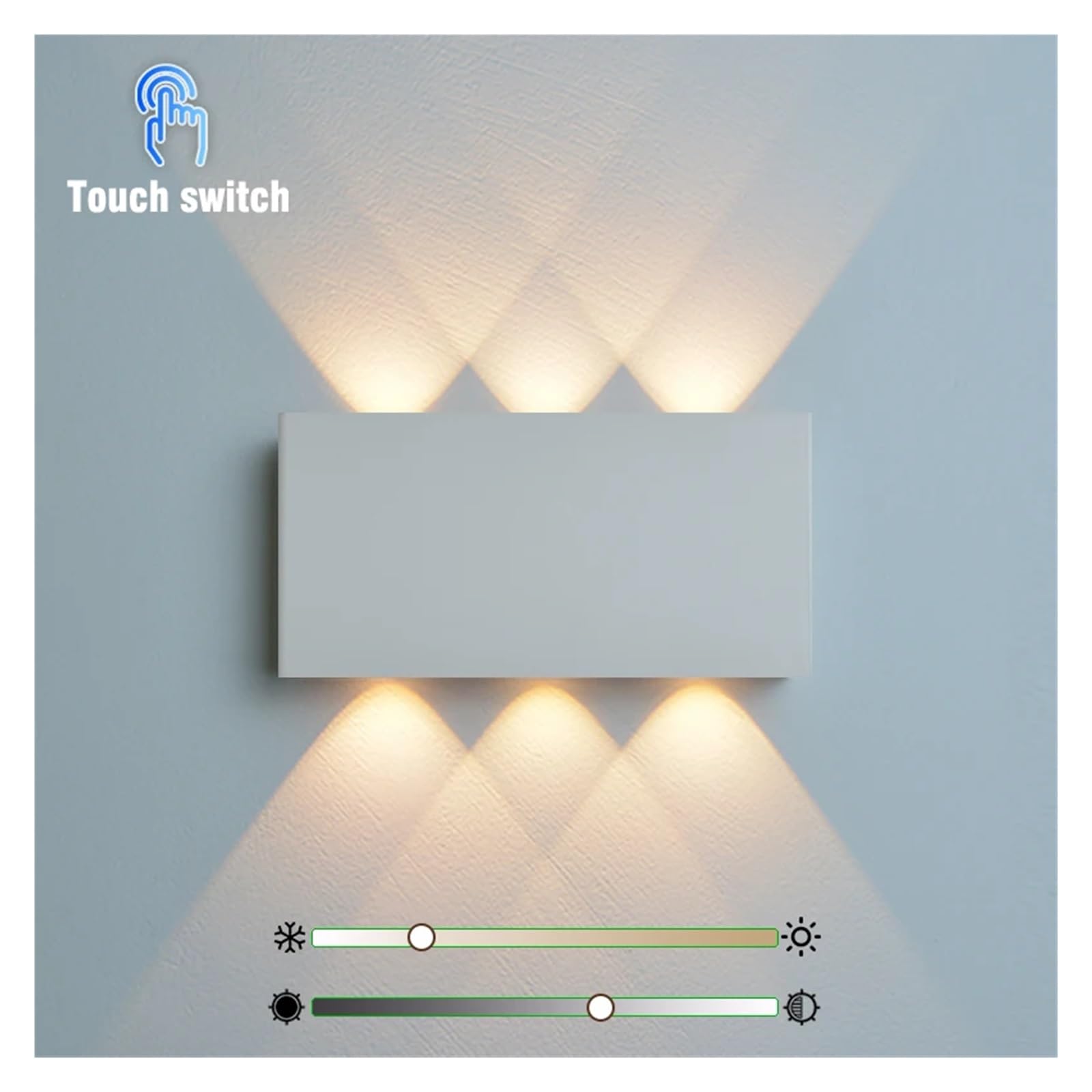 Minimalistyczna lampa ścienna LED z funkcją ładowania, 4000 mAh, dotykowa, trójkolorowa, bezprzewodowa, do dekoracji wnętrz, lampka nocna, korytarz, sypialnia(WA806B-White)