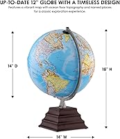 Vista 3 de Waypoint Geographic Pacific Plus Globe, globo de mundo de estilo océano azul de 12 pulgadas, globo de referencia actualizado para decoración