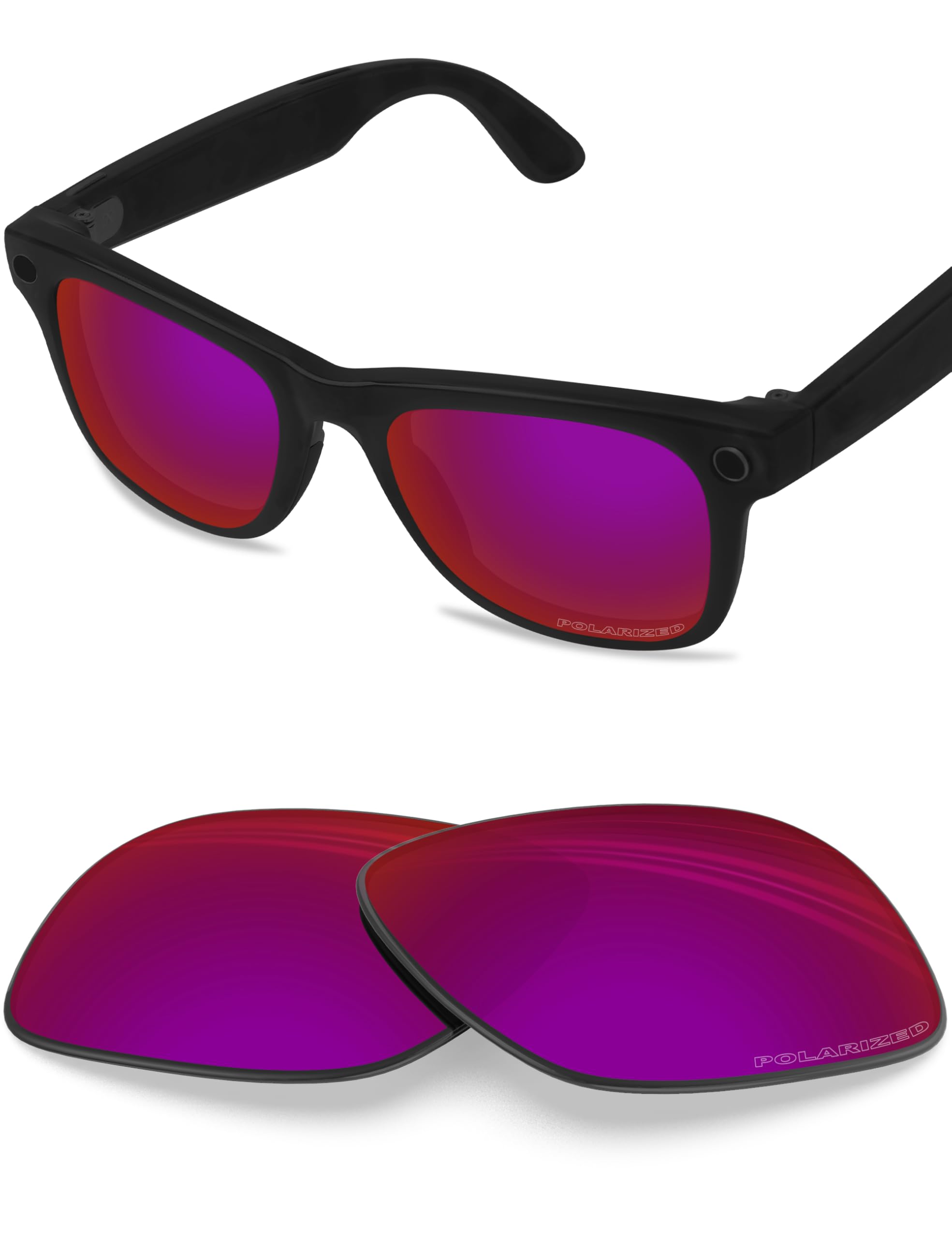 BLAZERBUCK Photochromic Replacement Lenses Compatible with Ray-Ban Meta Wayfarer RW4006 | RW4012 (Gen 2) 50mm Smart Glasses