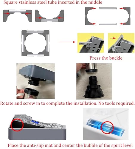 Miniatura 6 de Soportes para lavadora y secadora, base de soporte para lavadora, base ajustable para electrodomésticos, carga máxima, 770 libras771.6 lbs, pedestal