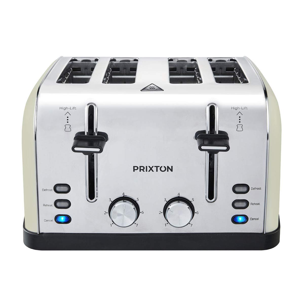 PRIXTON Bianca - szeroki toster z 4 szczelinami, 7 poziomami prażenia, moc 1900 W, konstrukcja ze stali nierdzewnej