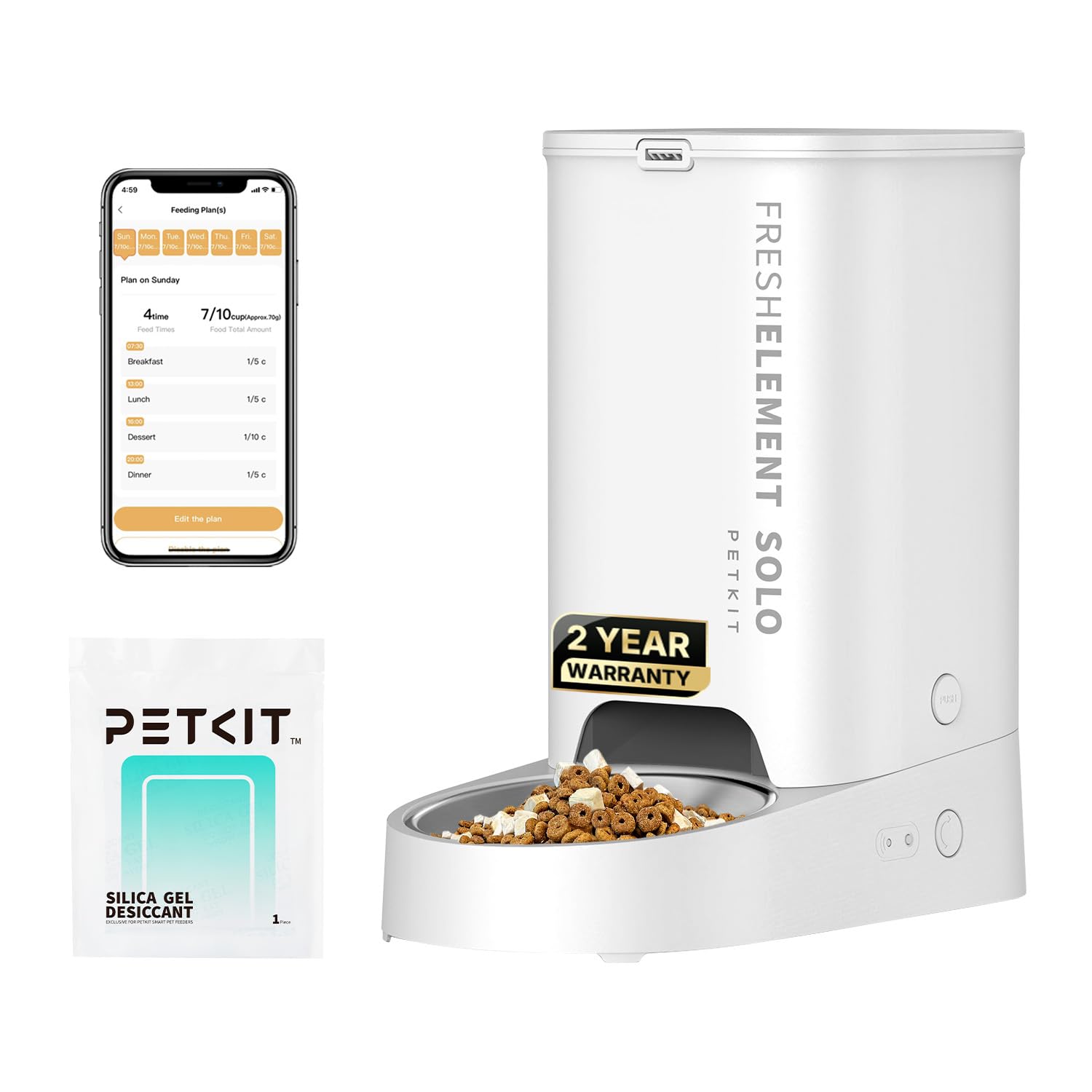 PETKIT Automatic Cat Feeder, 2.4G WiFi Automatic Dog Feeder, App Control Pet Food Dispenser with Triple Fresh-Lock System, Up to 10 Meals Per Day,