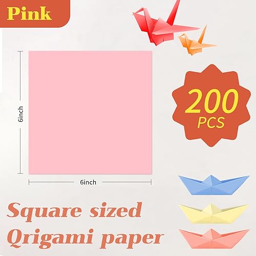 Vista 10 de Kit de papel de origami amarillo limón, de doble cara, 200 hojas, 6 x 6 pulgadas, 20 colores, de 5 a 8 años